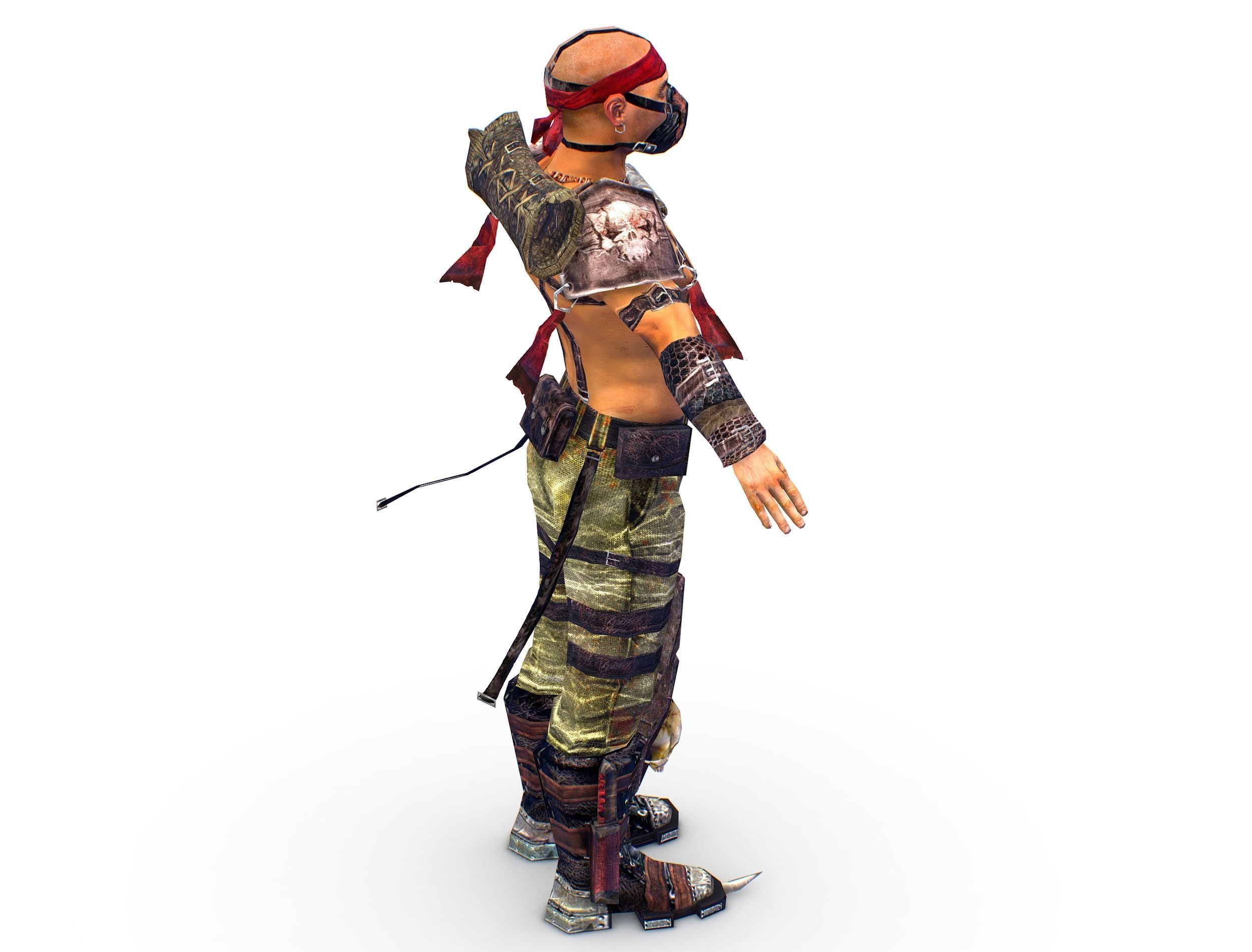 Low Poly Stem Punk Male Character Low-poly 3D model_7
