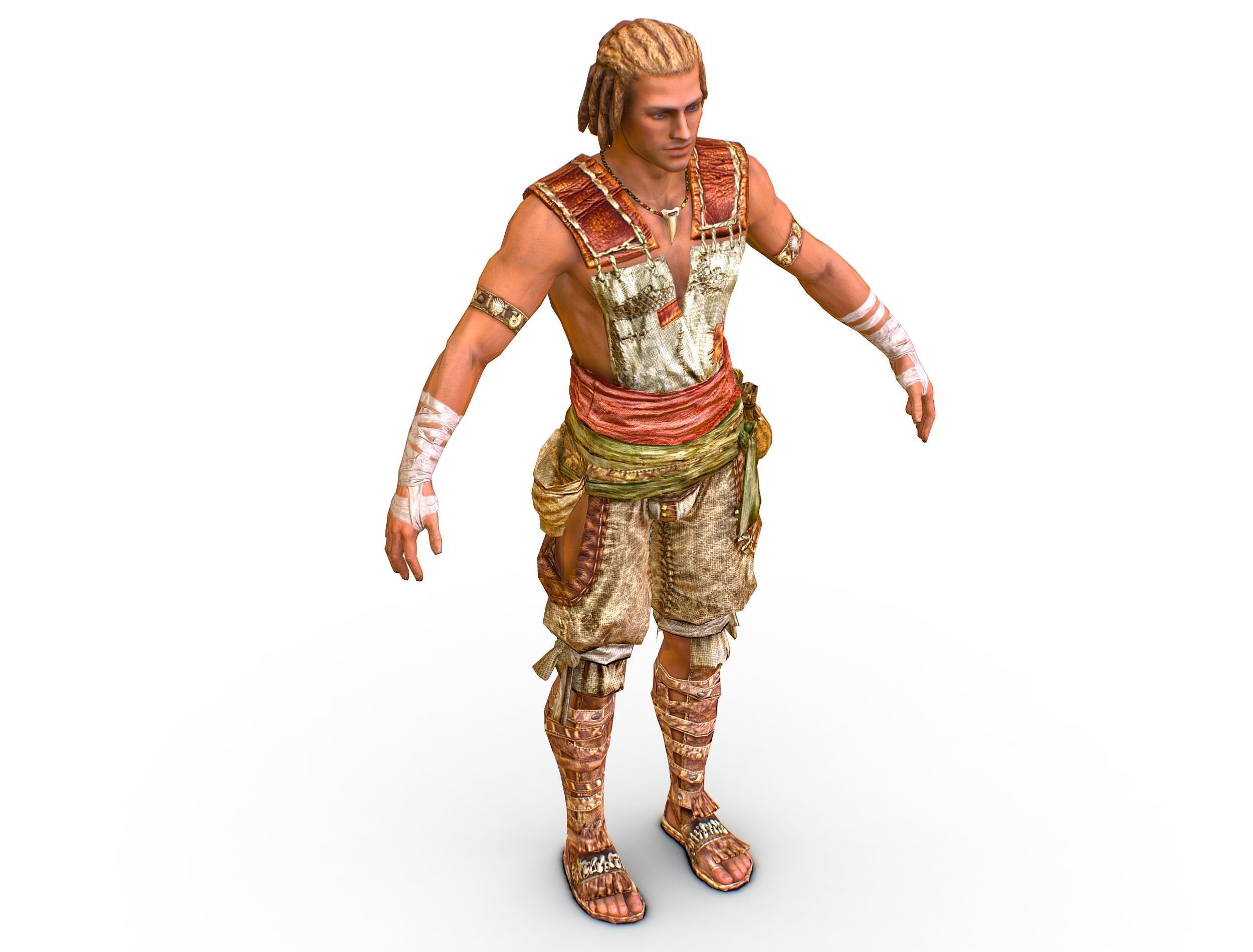 Low Poly Stem Punk Male Character Low-poly 3D model_6