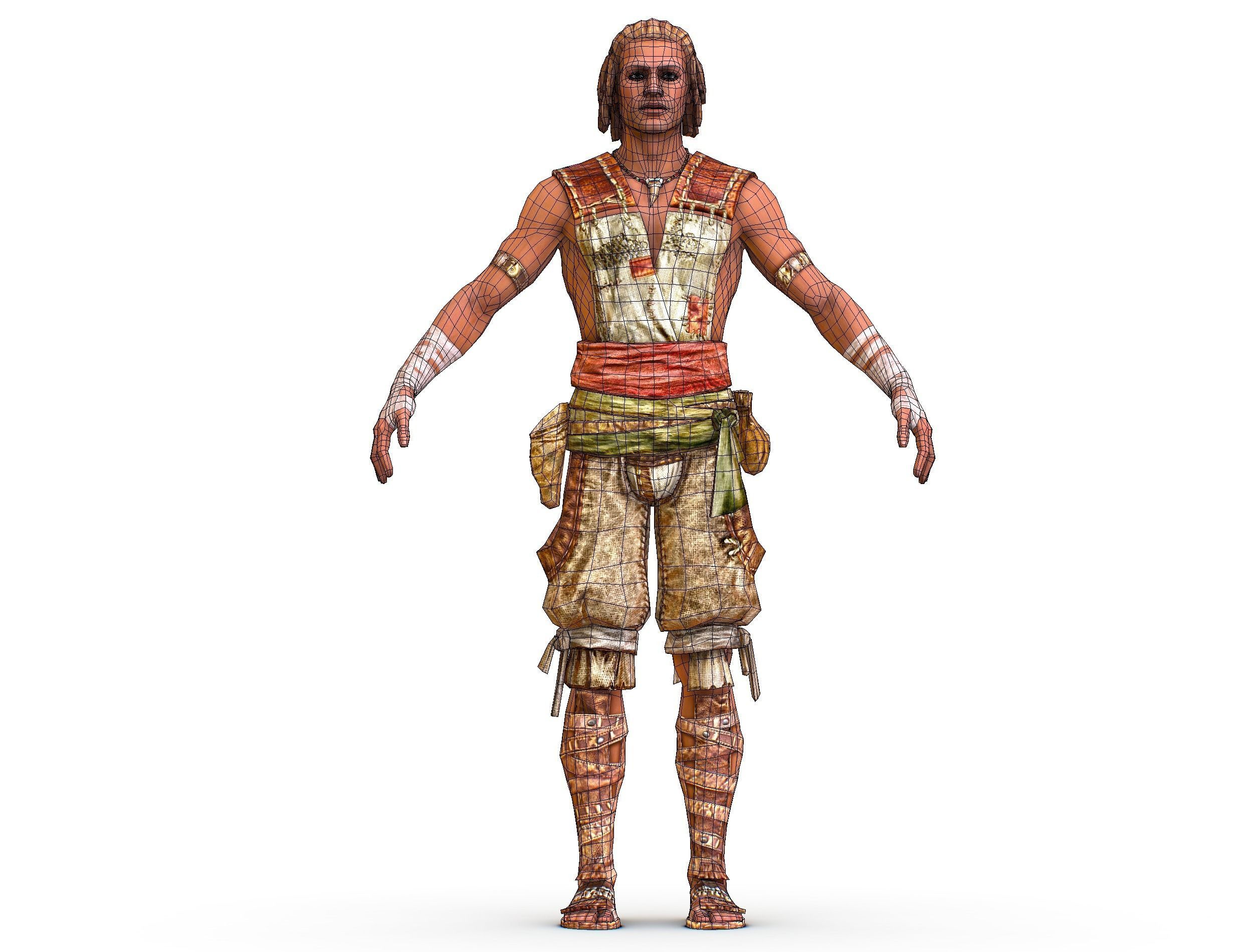 Low Poly Stem Punk Male Character Low-poly 3D model_9