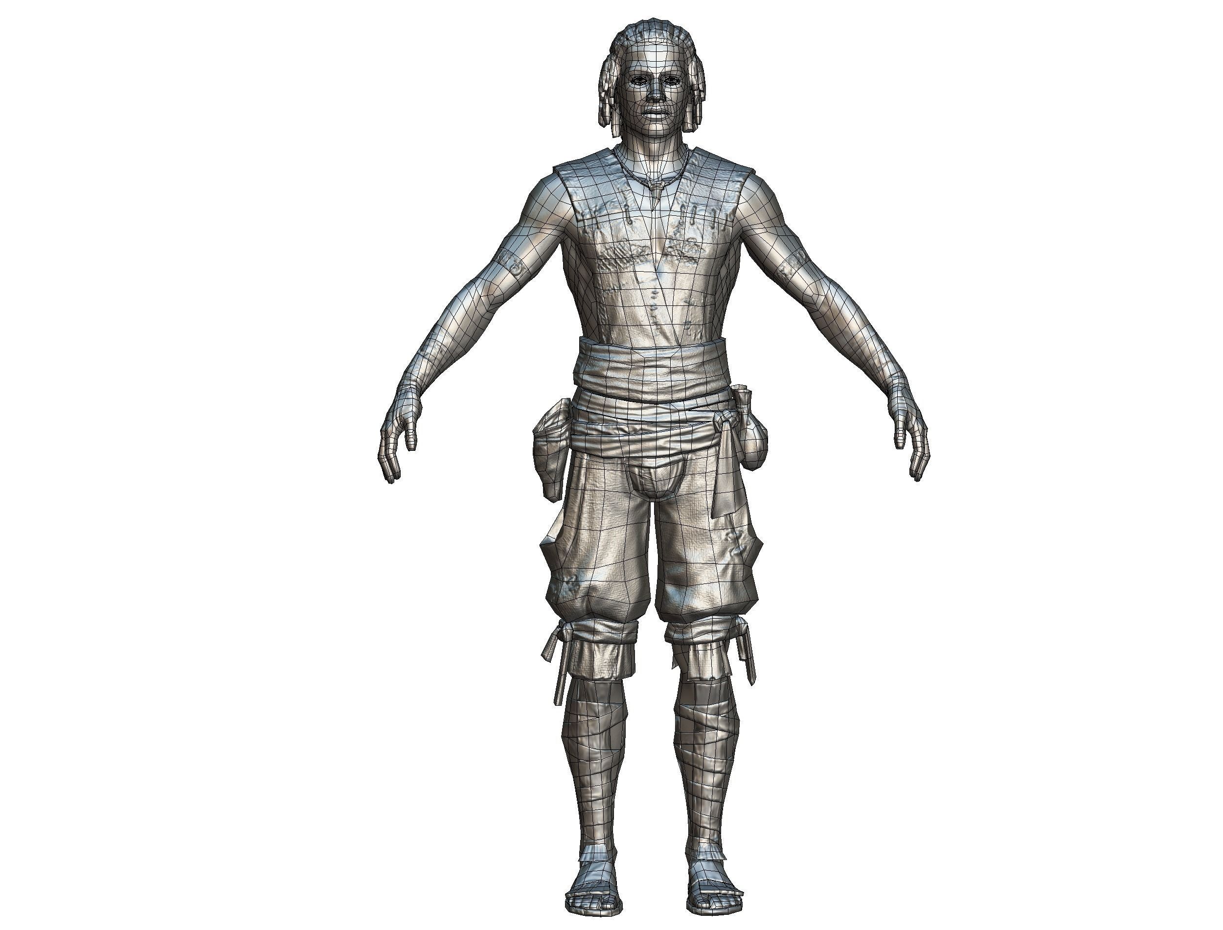 Low Poly Stem Punk Male Character Low-poly 3D model_12