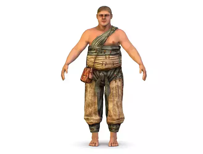 Low Poly model Man Farmer Character