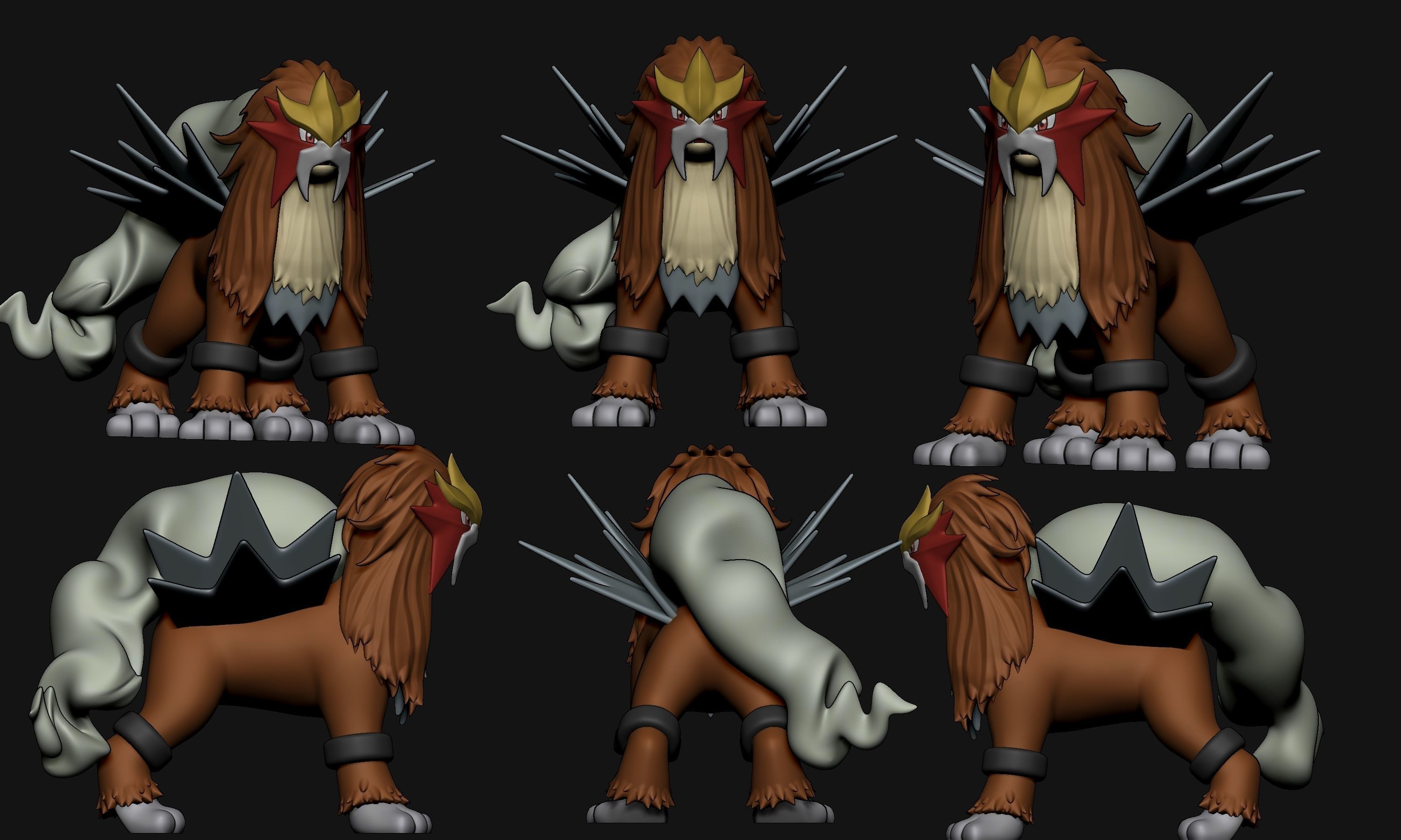 Pokemon - Entei with 2 poses 3D print model_6