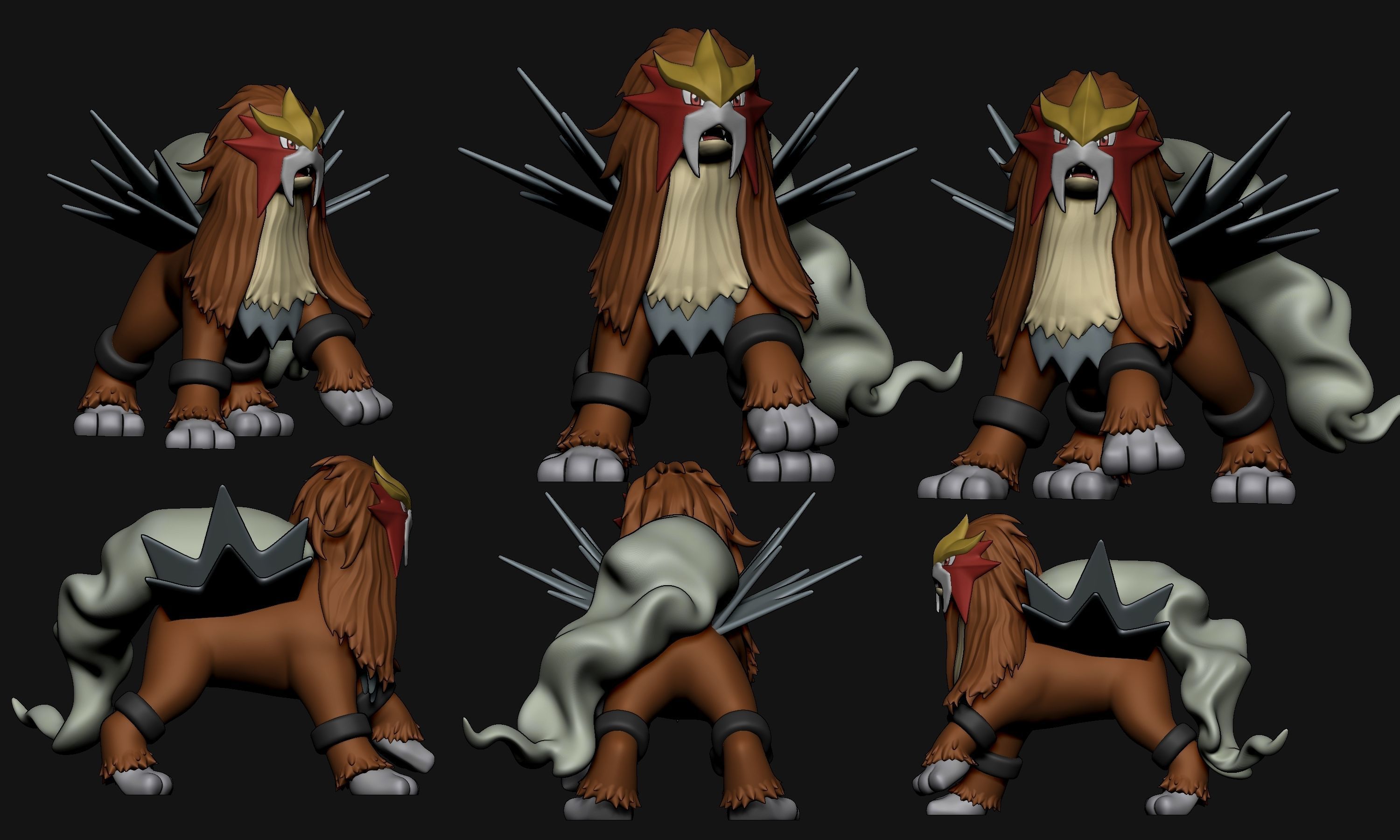 Pokemon - Entei with 2 poses 3D print model_2