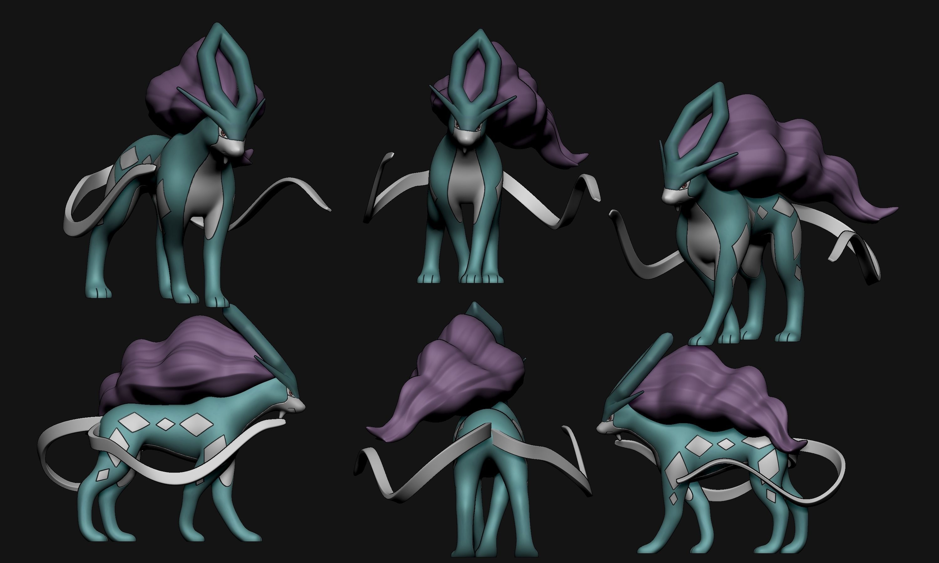 Pokemon - Entei Raikou and Suicune  with 2 poses 3D print model_12