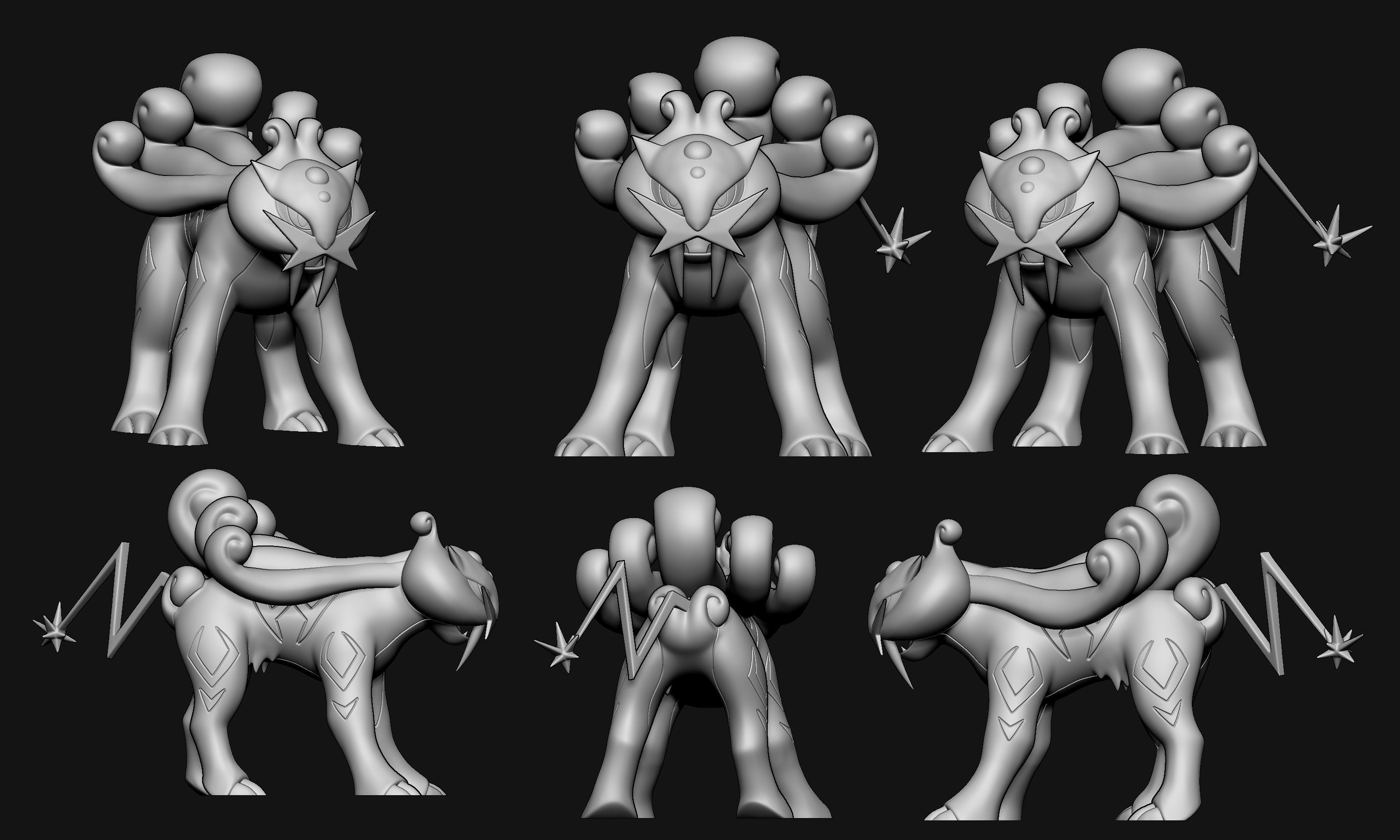 Pokemon - Entei Raikou and Suicune  with 2 poses 3D print model_8