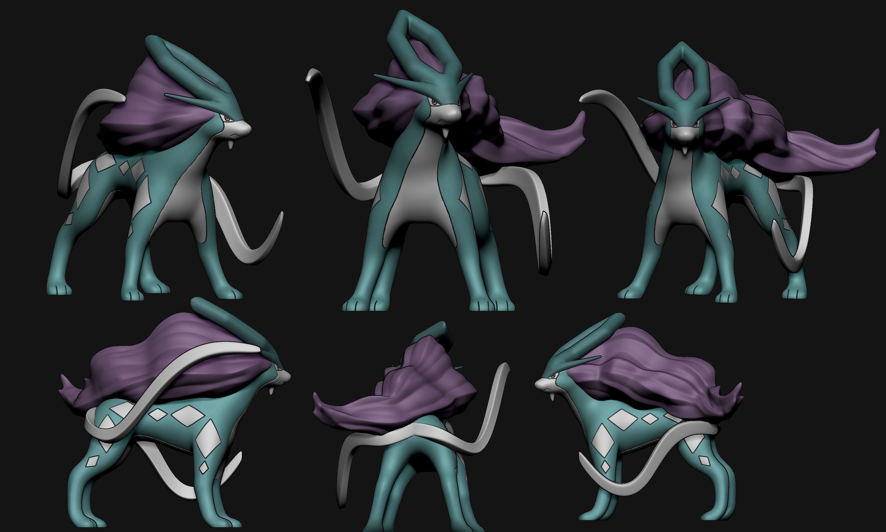 Pokemon - Entei Raikou and Suicune  with 2 poses 3D print model_14