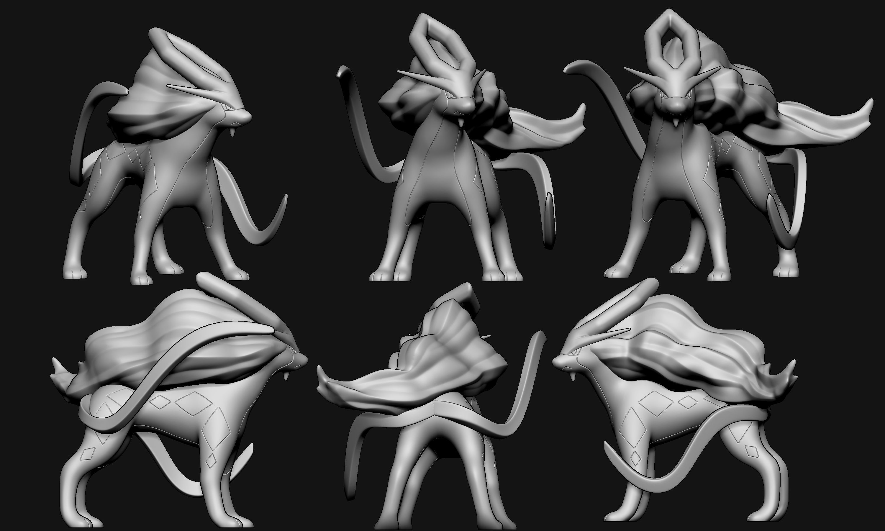 Pokemon - Entei Raikou and Suicune  with 2 poses 3D print model_15