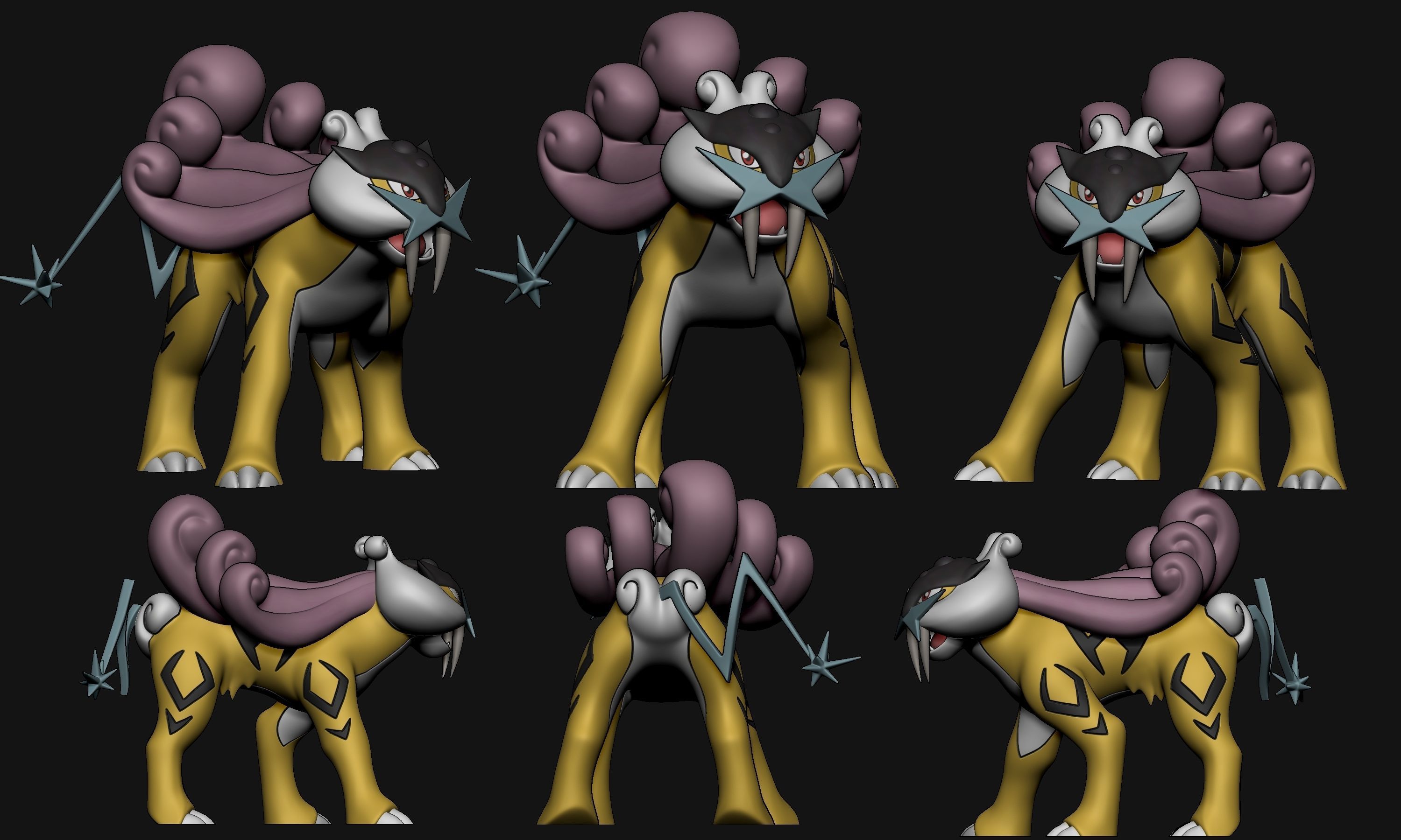 Pokemon - Entei Raikou and Suicune  with 2 poses 3D print model_9