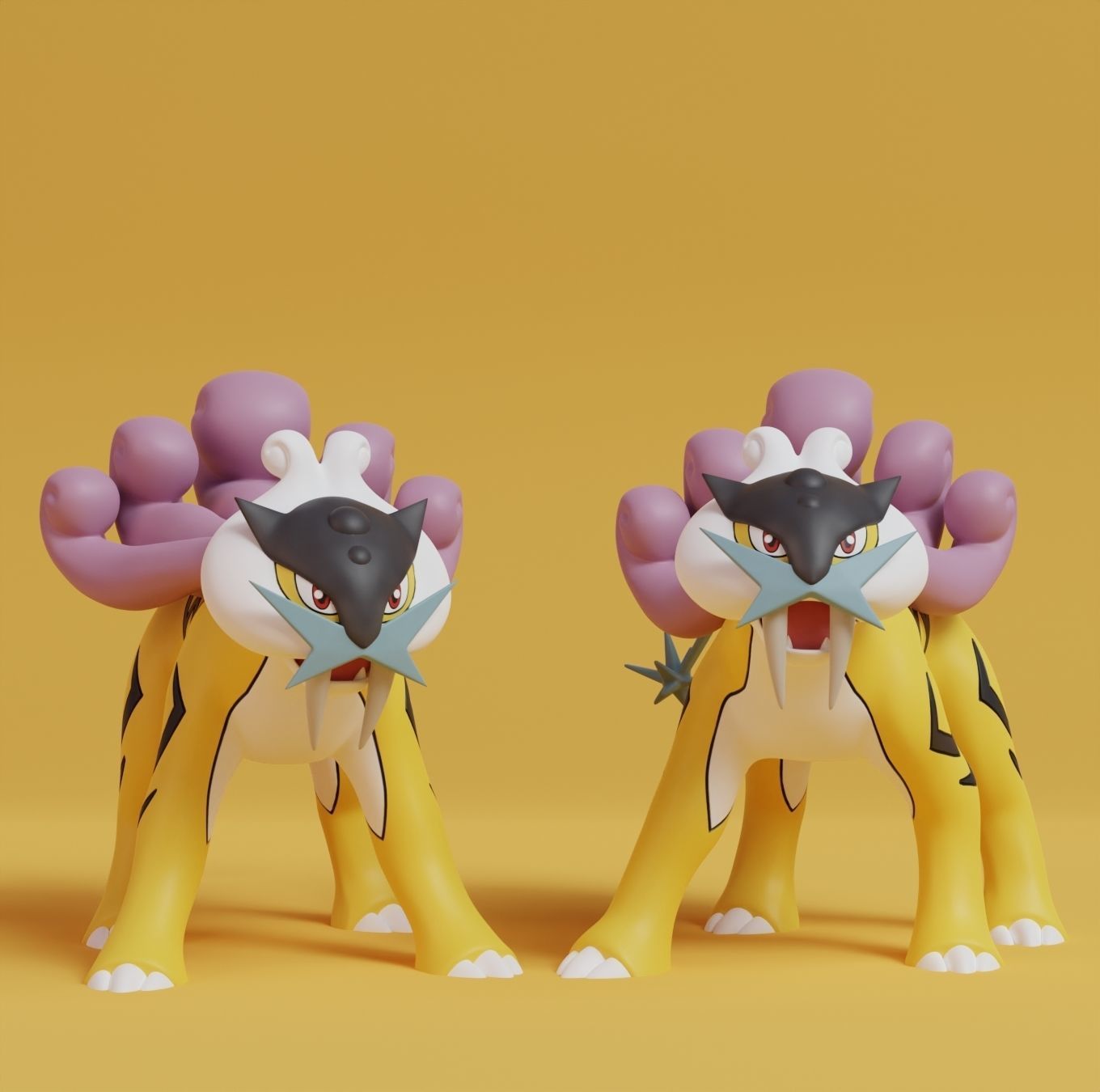 Pokemon - Entei Raikou and Suicune  with 2 poses 3D print model_6