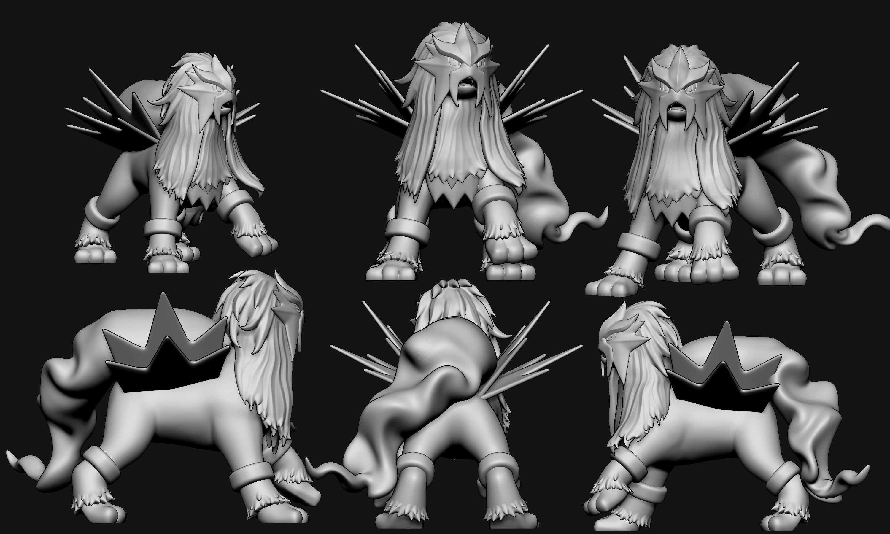 Pokemon - Entei Raikou and Suicune  with 2 poses 3D print model_3