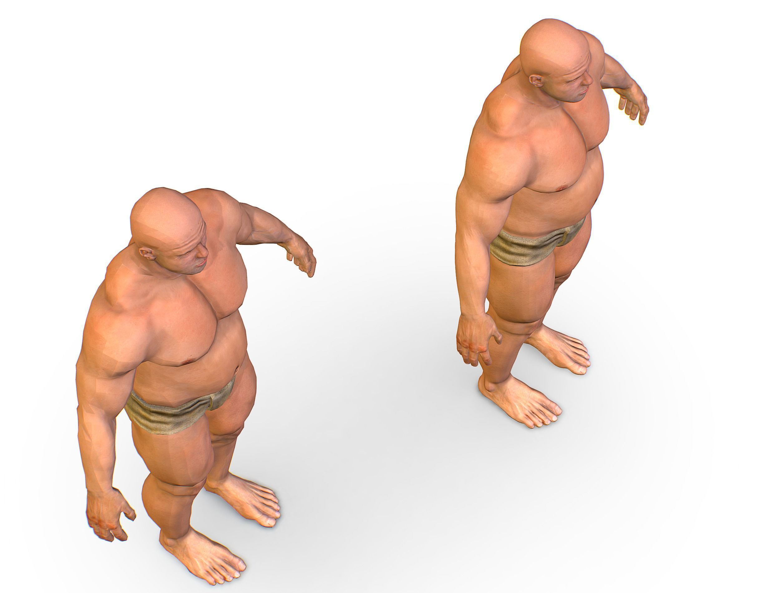 Hi Poly model Base Man Character Body Low-poly 3D model_18