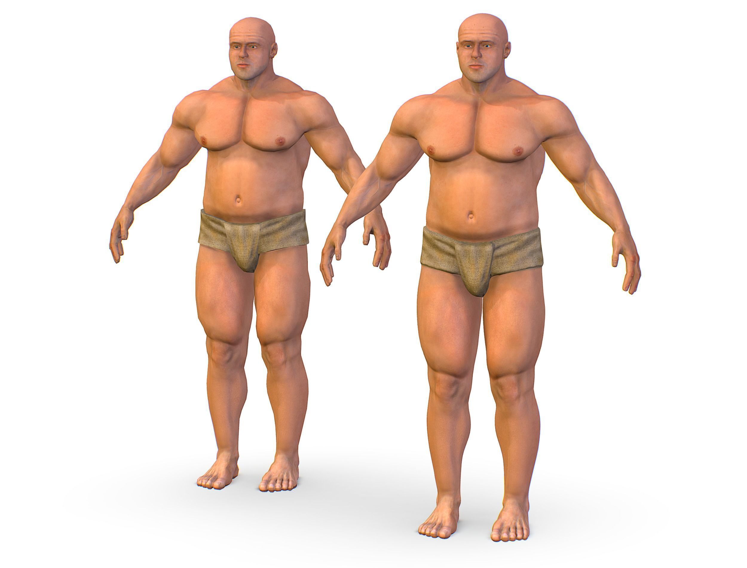 Hi Poly model Base Man Character Body Low-poly 3D model_14