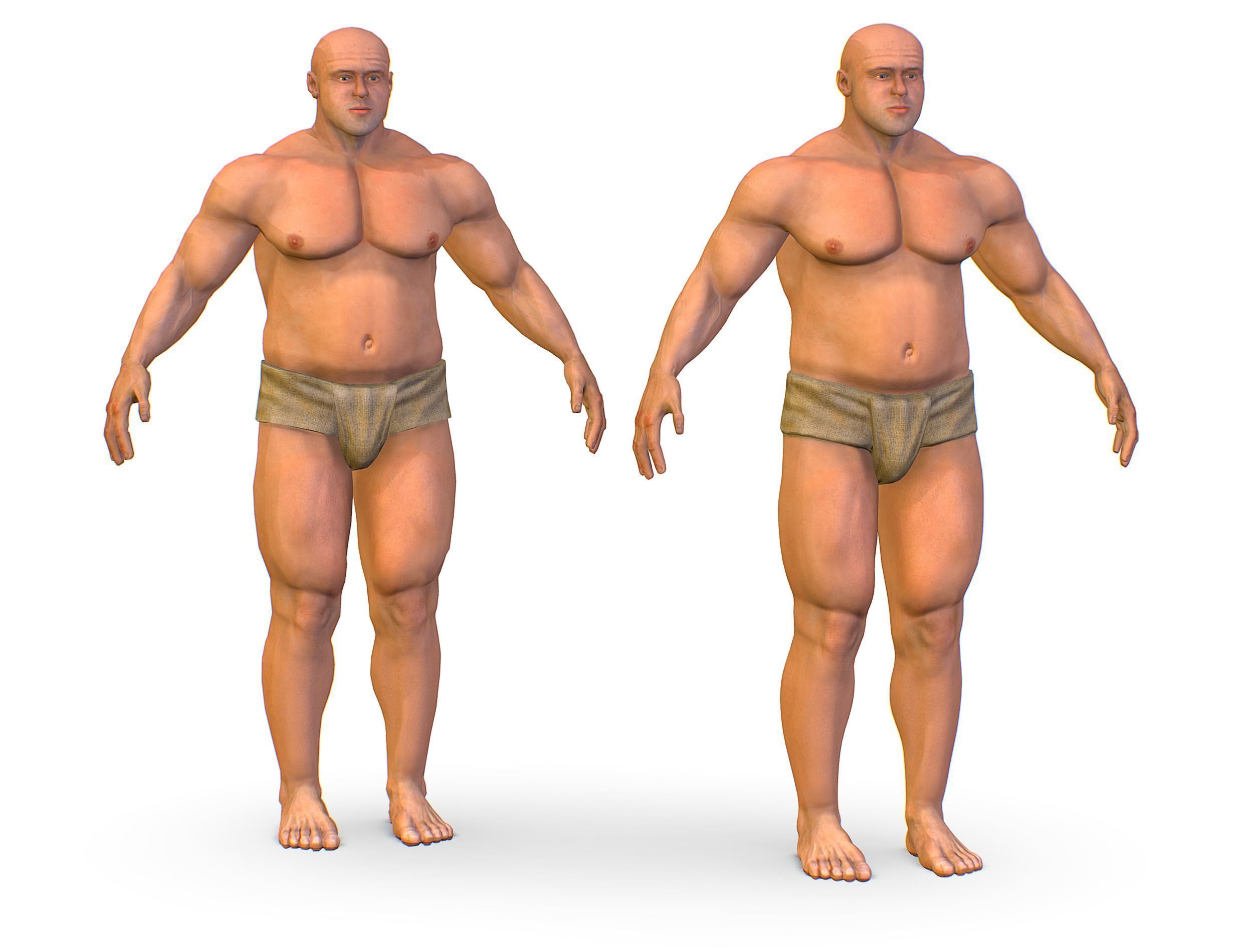 Hi Poly model Base Man Character Body Low-poly 3D model_13