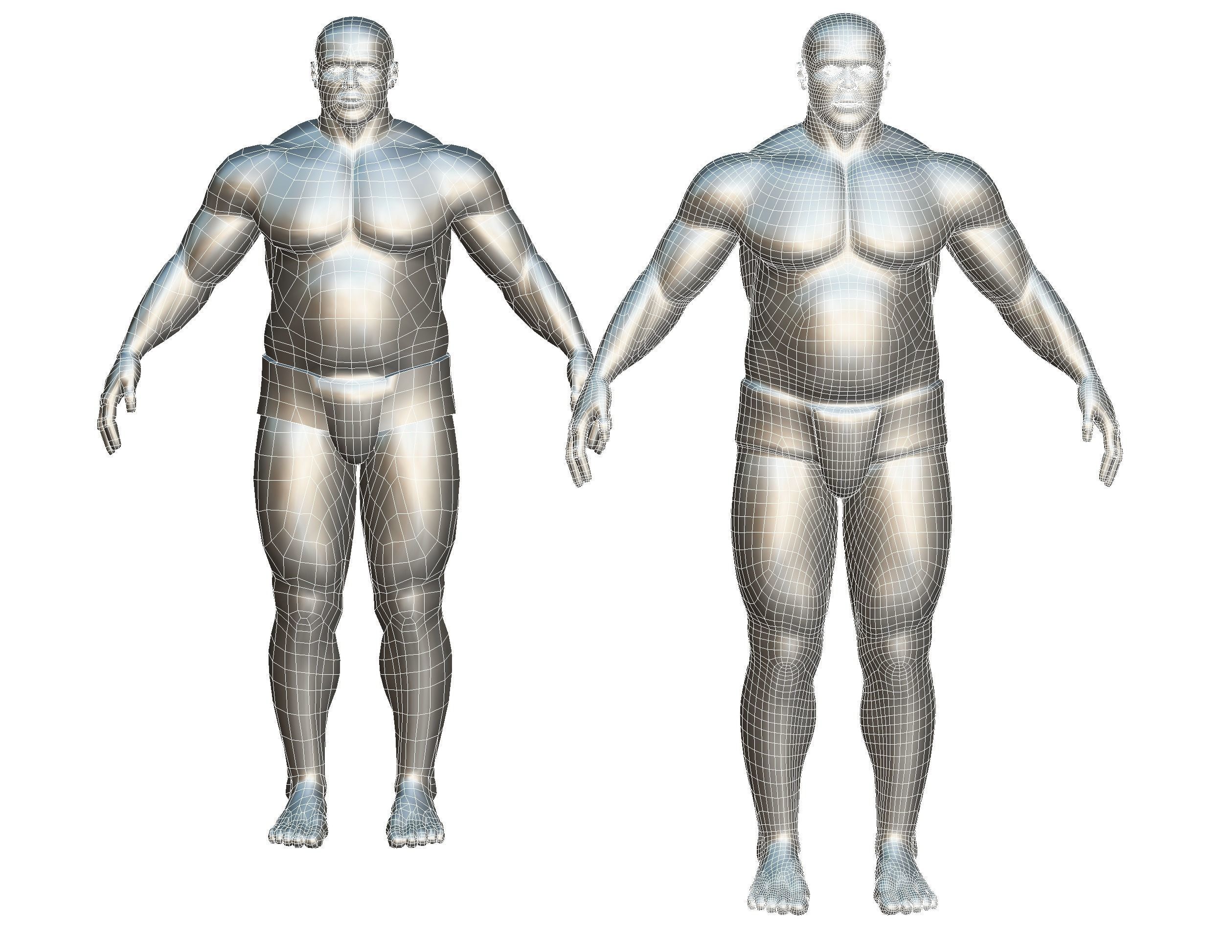 Hi Poly model Base Man Character Body Low-poly 3D model_23