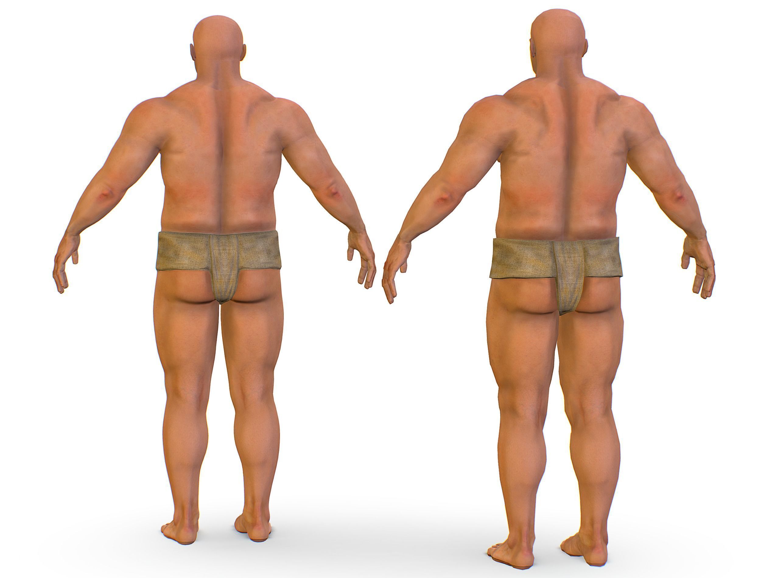 Hi Poly model Base Man Character Body Low-poly 3D model_7
