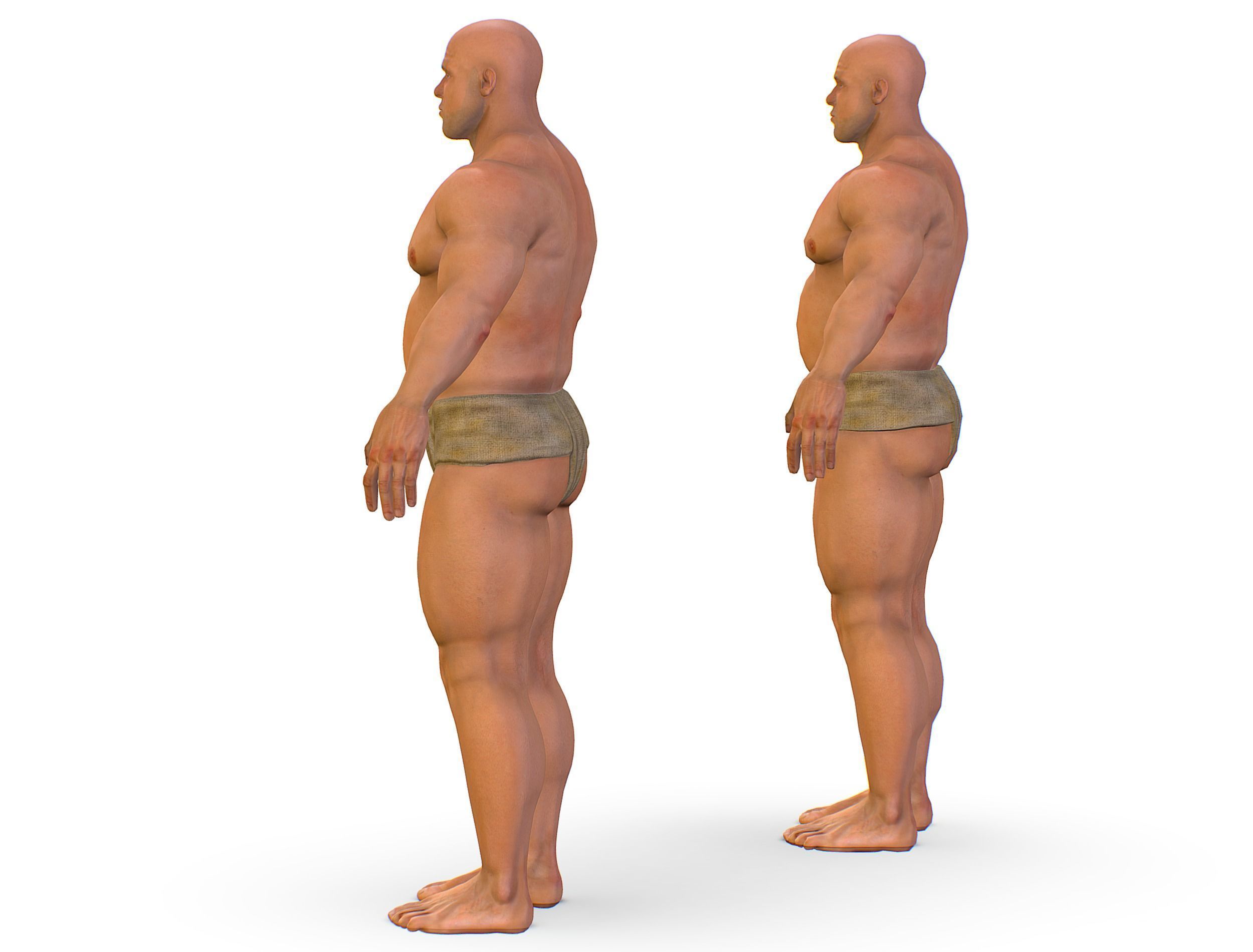 Hi Poly model Base Man Character Body Low-poly 3D model_5