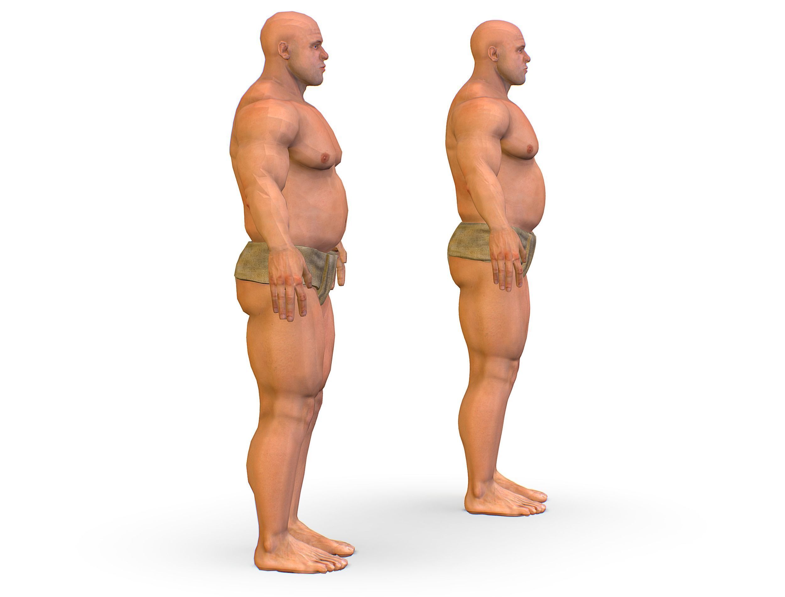 Hi Poly model Base Man Character Body Low-poly 3D model_11