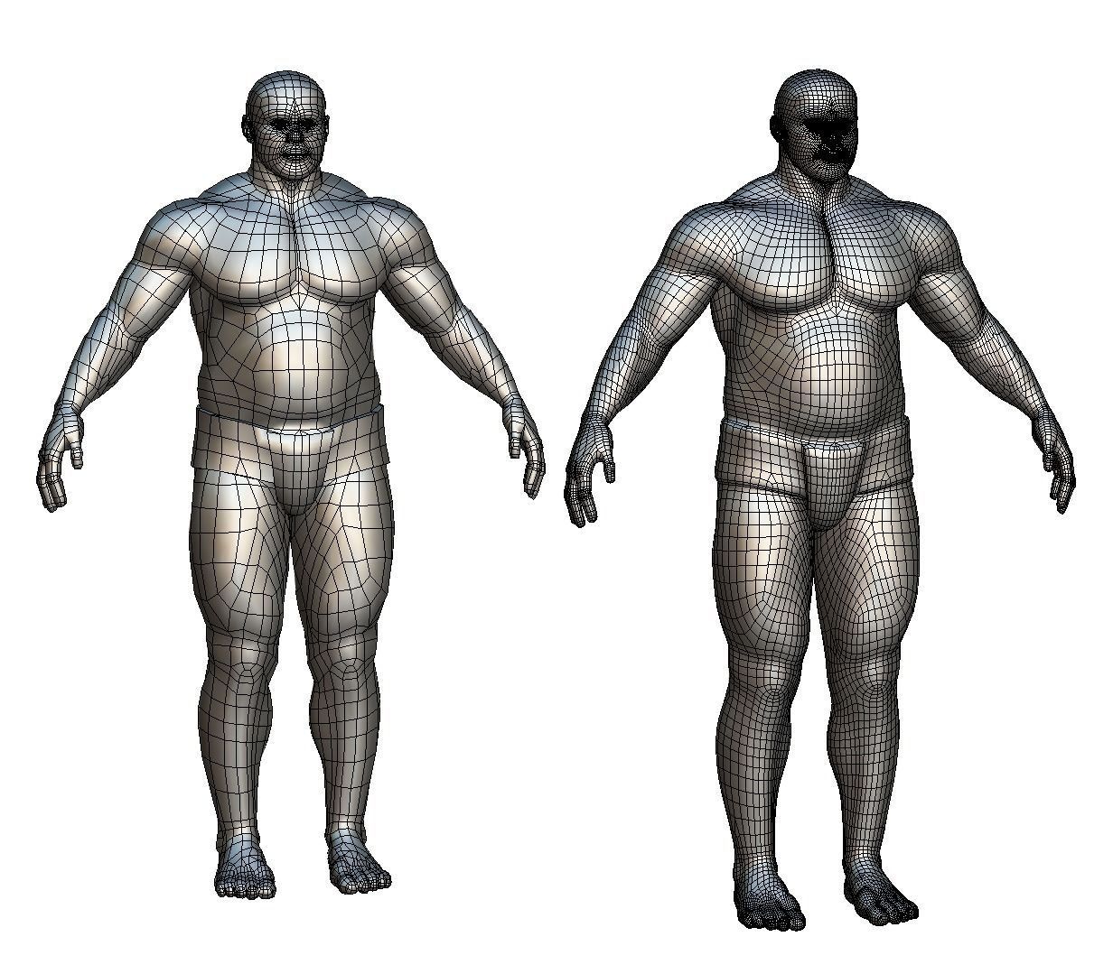 Hi Poly model Base Man Character Body Low-poly 3D model_30