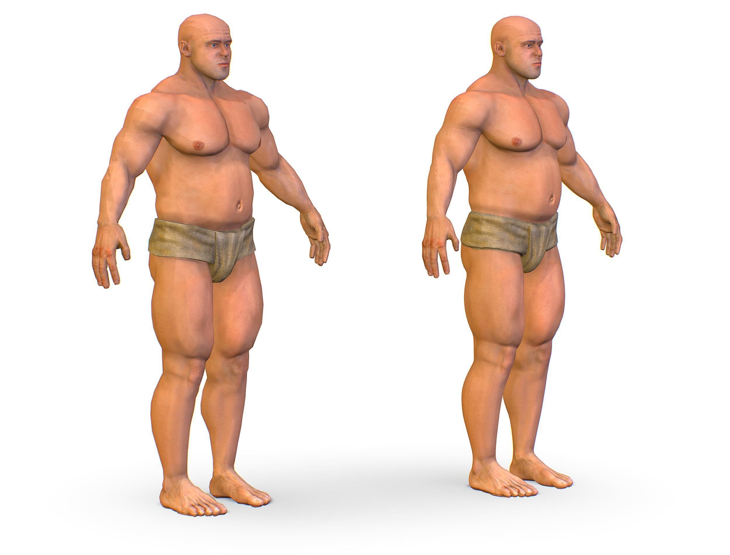 Hi Poly model Base Man Character Body Low-poly 3D model_12