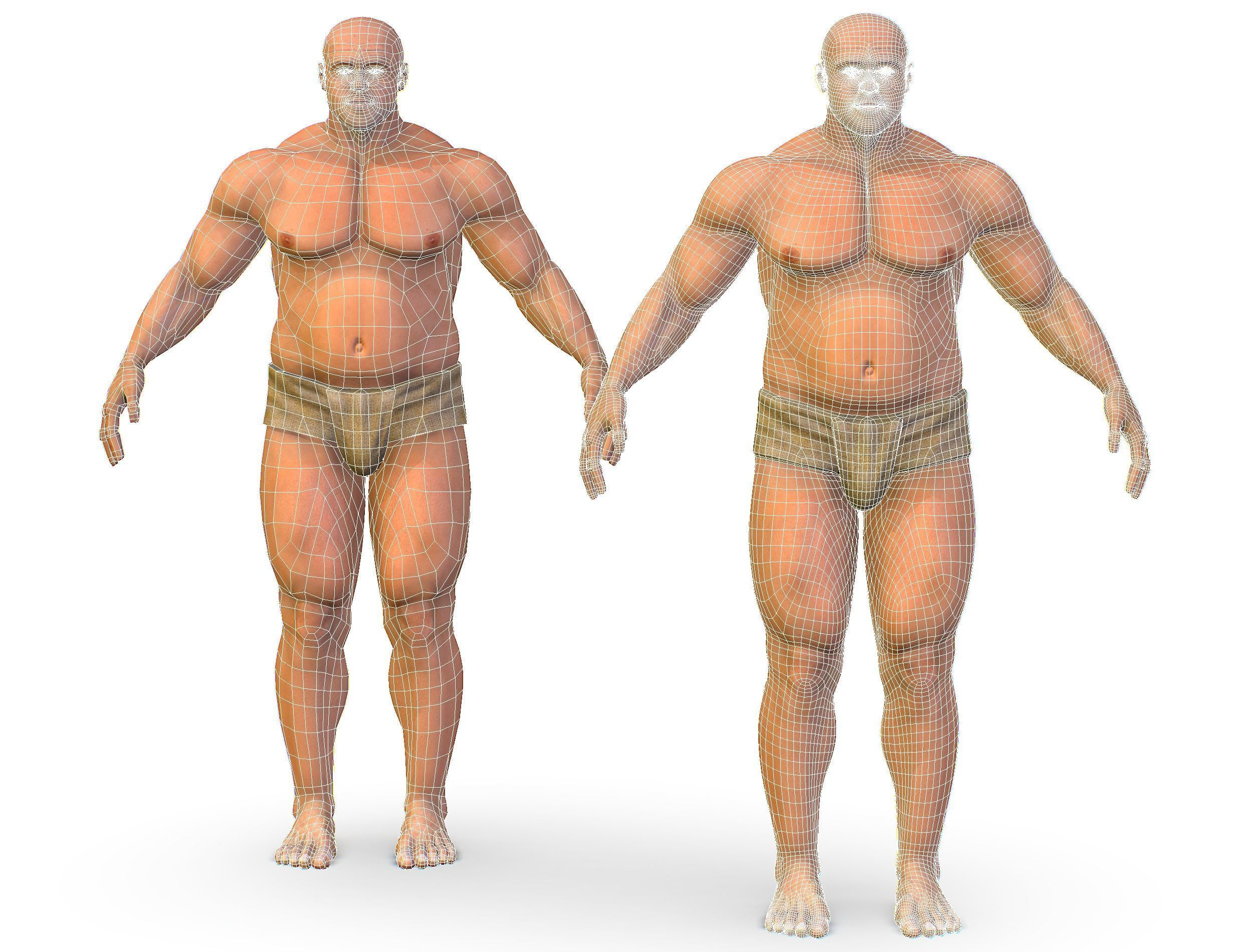 Hi Poly model Base Man Character Body Low-poly 3D model_22