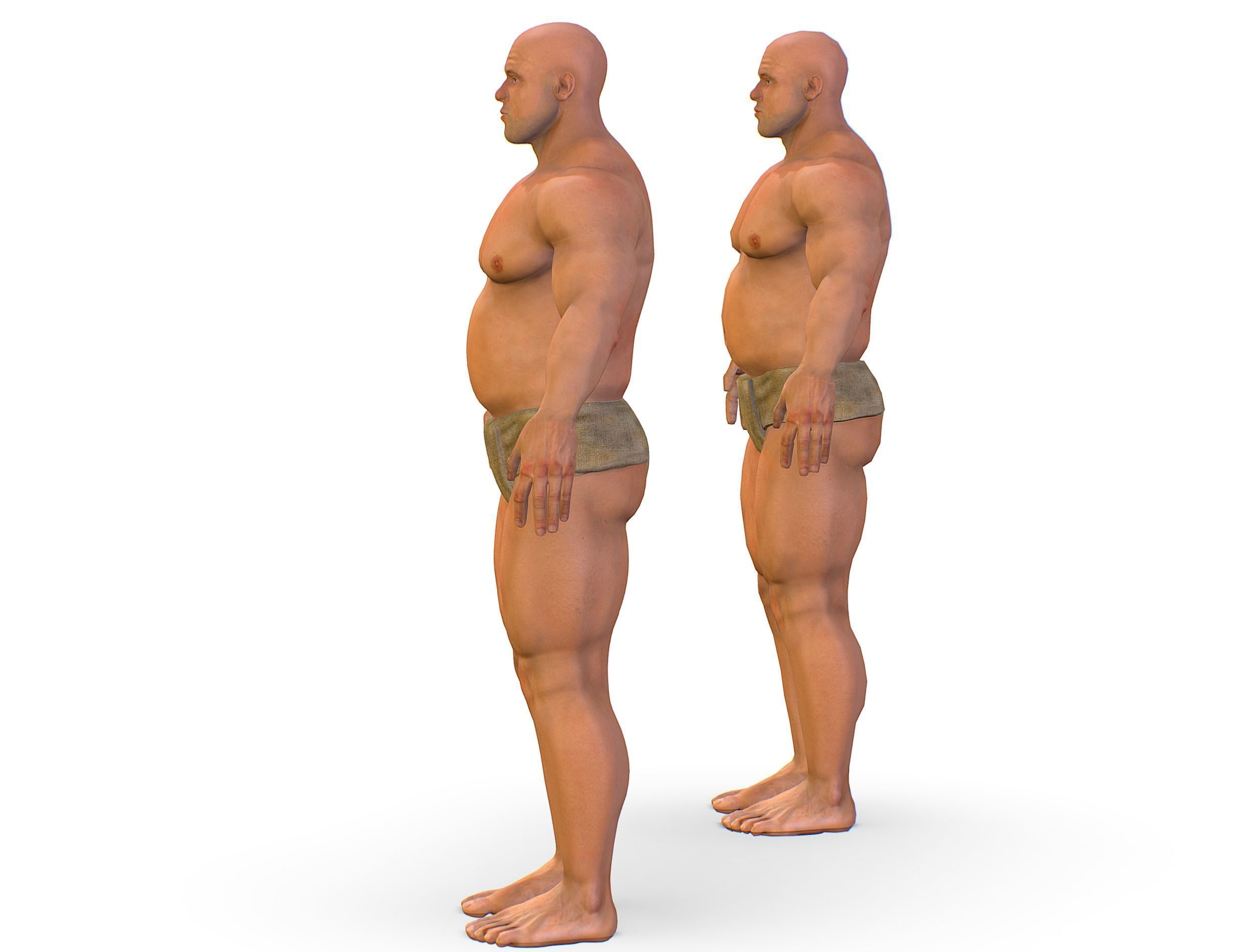 Hi Poly model Base Man Character Body Low-poly 3D model_4