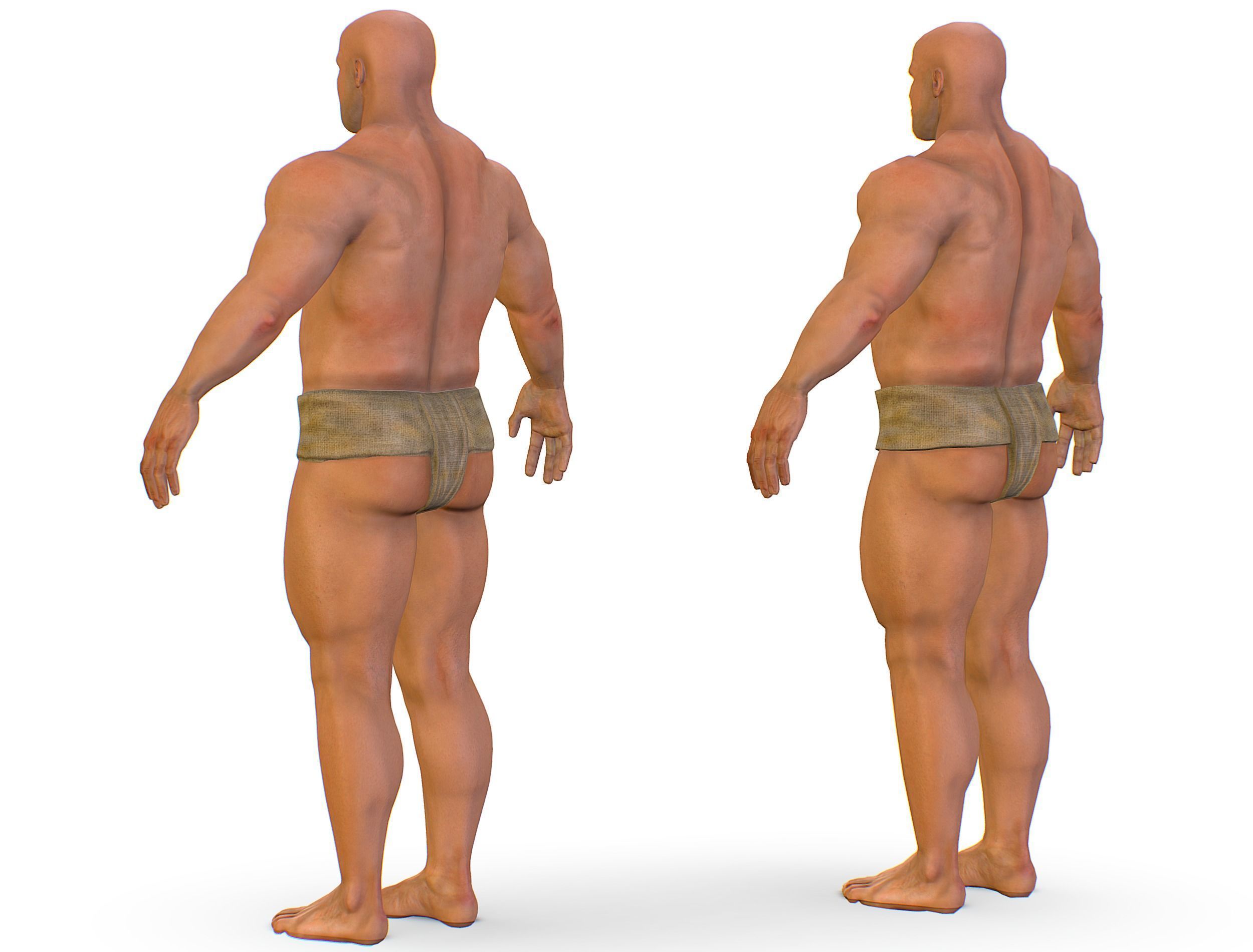 Hi Poly model Base Man Character Body Low-poly 3D model_6
