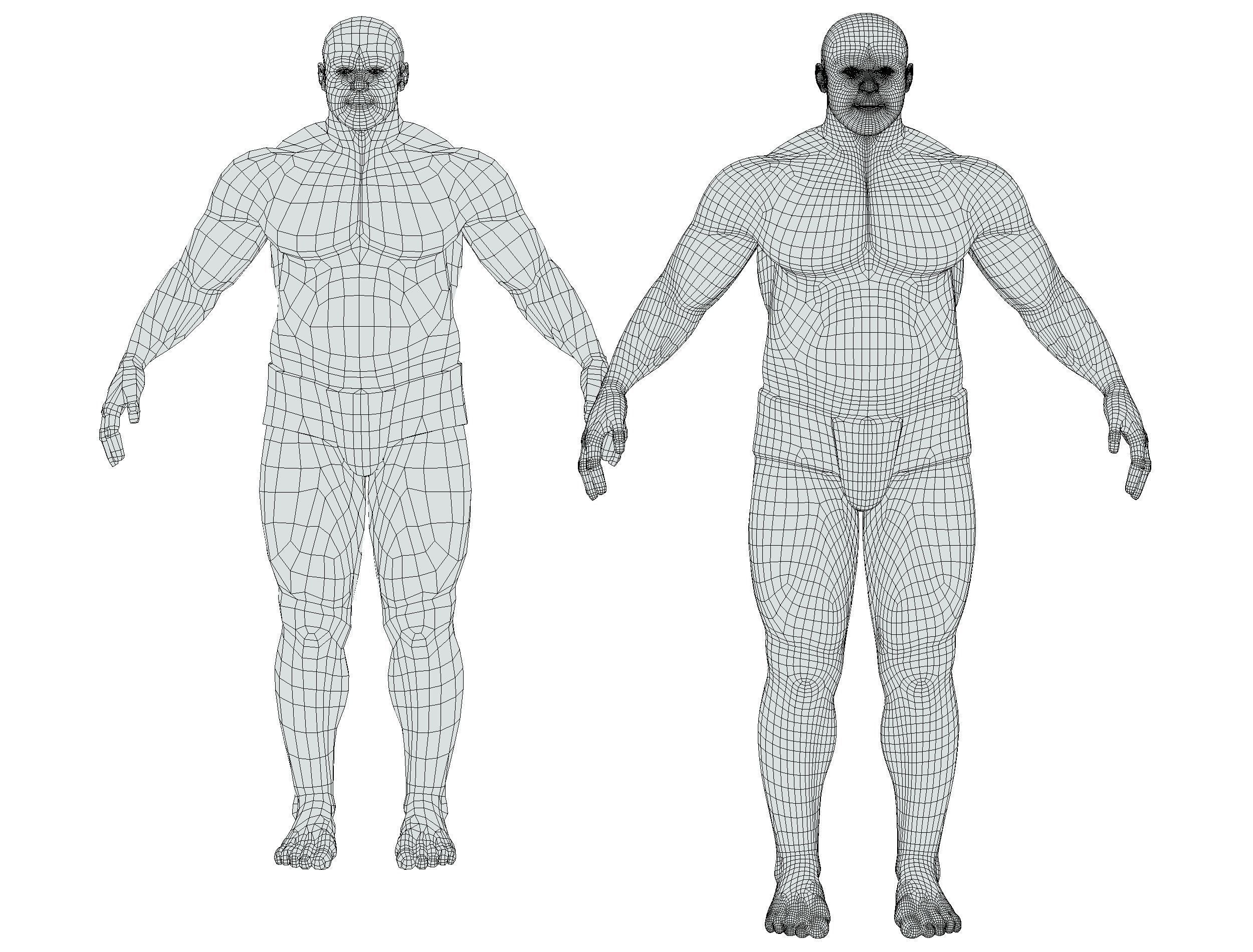 Hi Poly model Base Man Character Body Low-poly 3D model_25