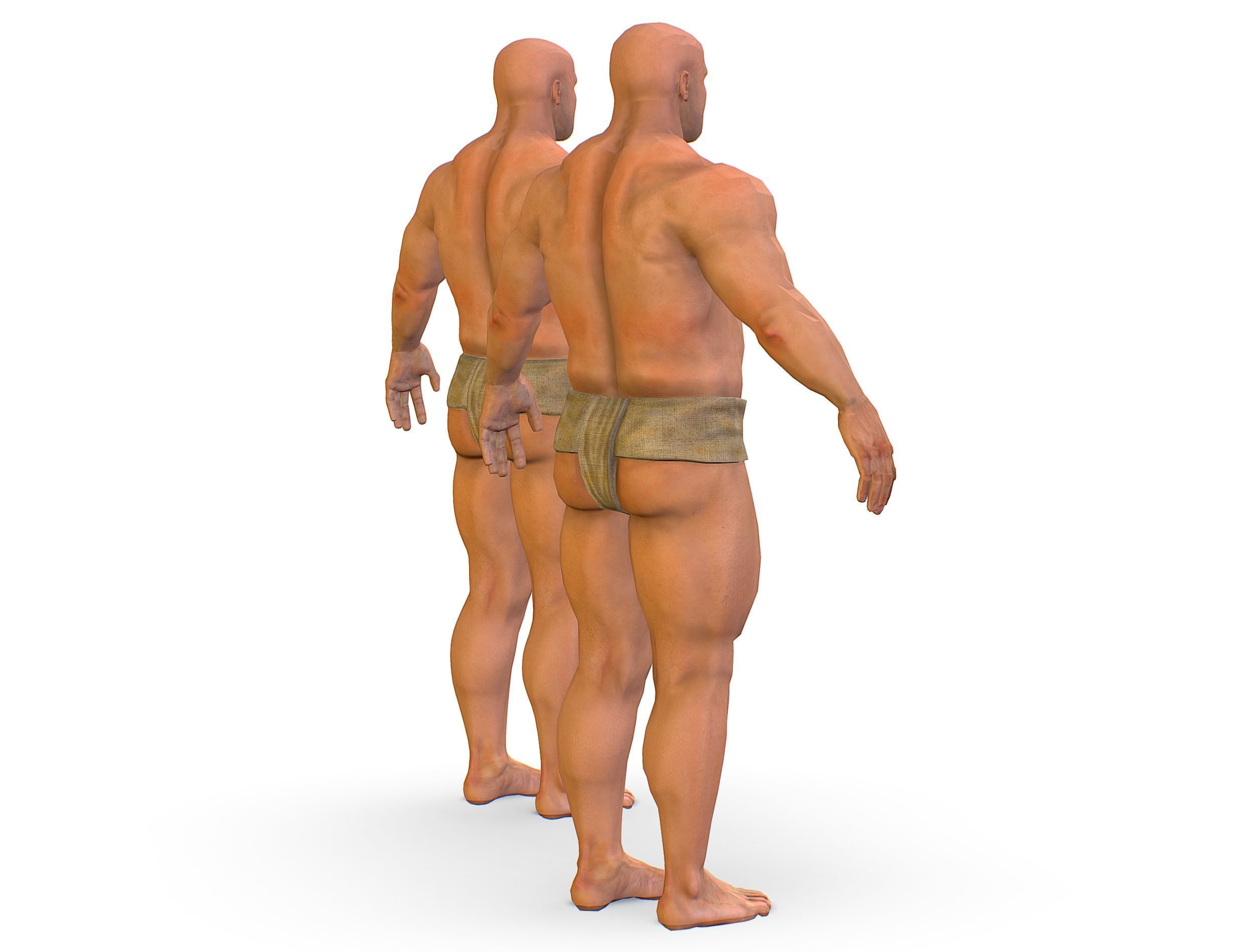 Hi Poly model Base Man Character Body Low-poly 3D model_9