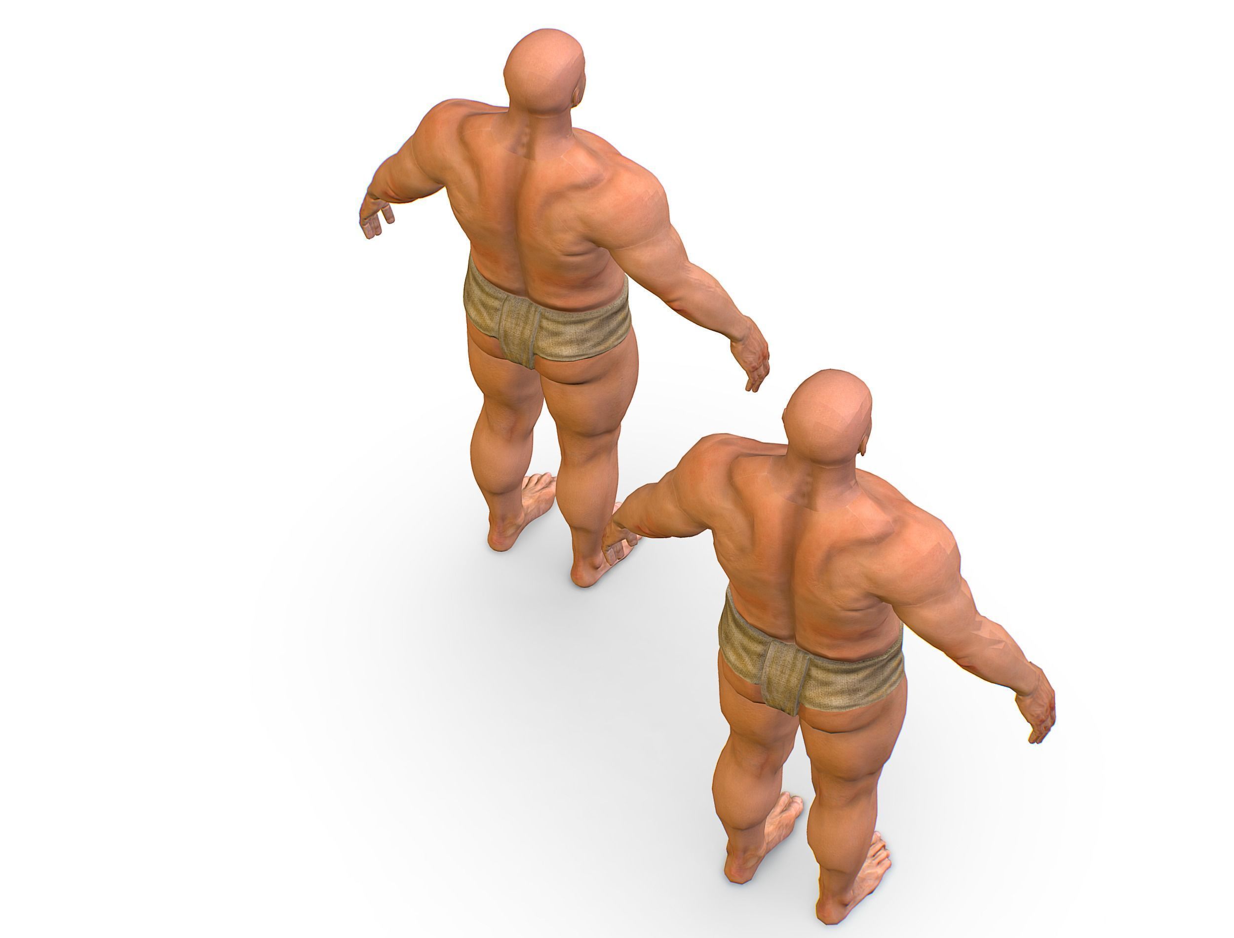 Hi Poly model Base Man Character Body Low-poly 3D model_21