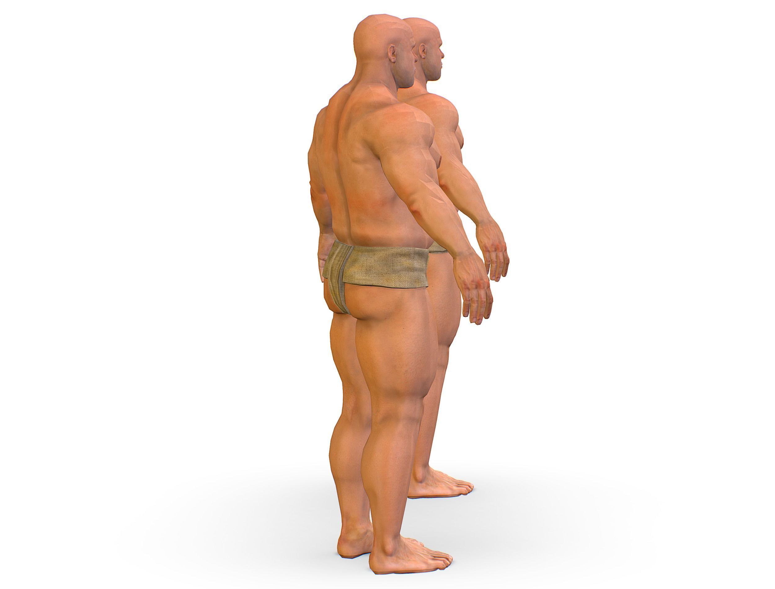 Hi Poly model Base Man Character Body Low-poly 3D model_10