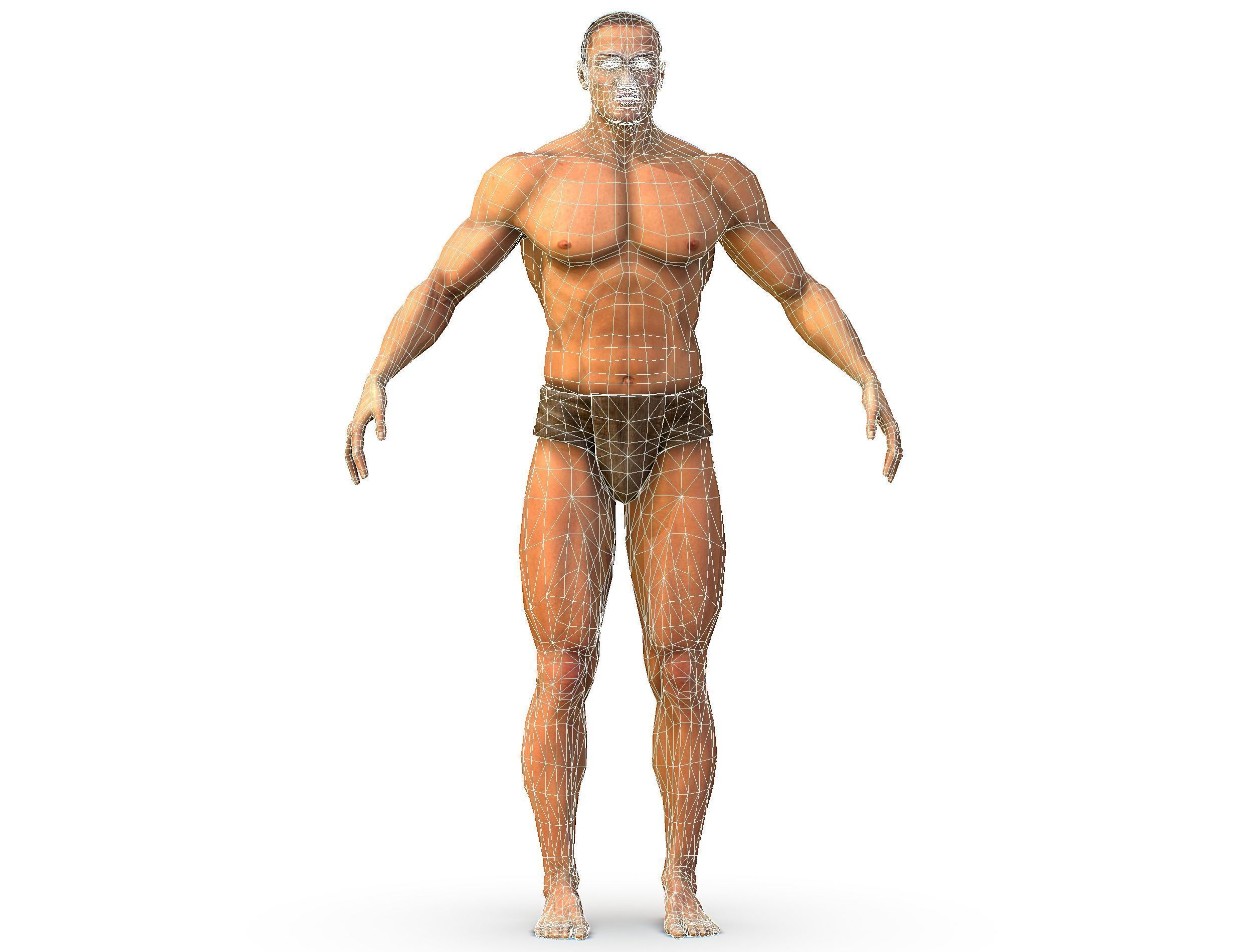 Low Poly model Base Man Character Body Low-poly 3D model_19