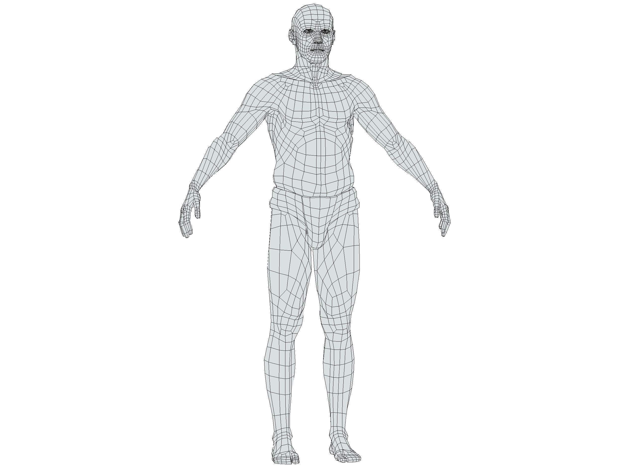 Low Poly model Base Man Character Body Low-poly 3D model_17