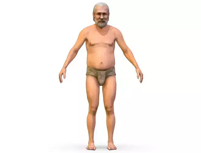 Low Poly model Base OldMan Character Body