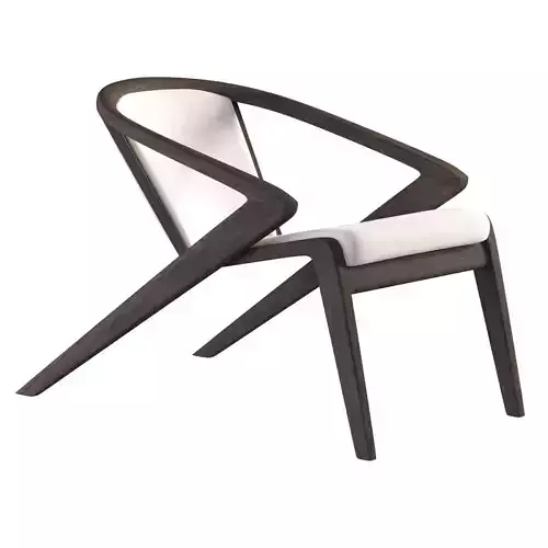 Solid wood lounge chair 3D model
