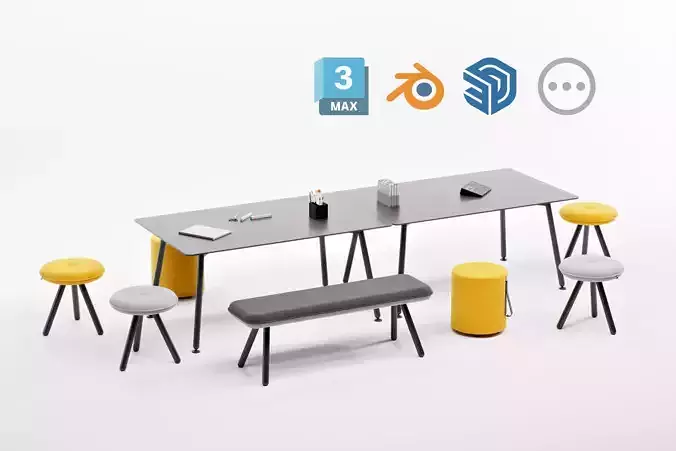 Meeting Table Set - NET WORK PLACE by Koenig Neurath 3D model