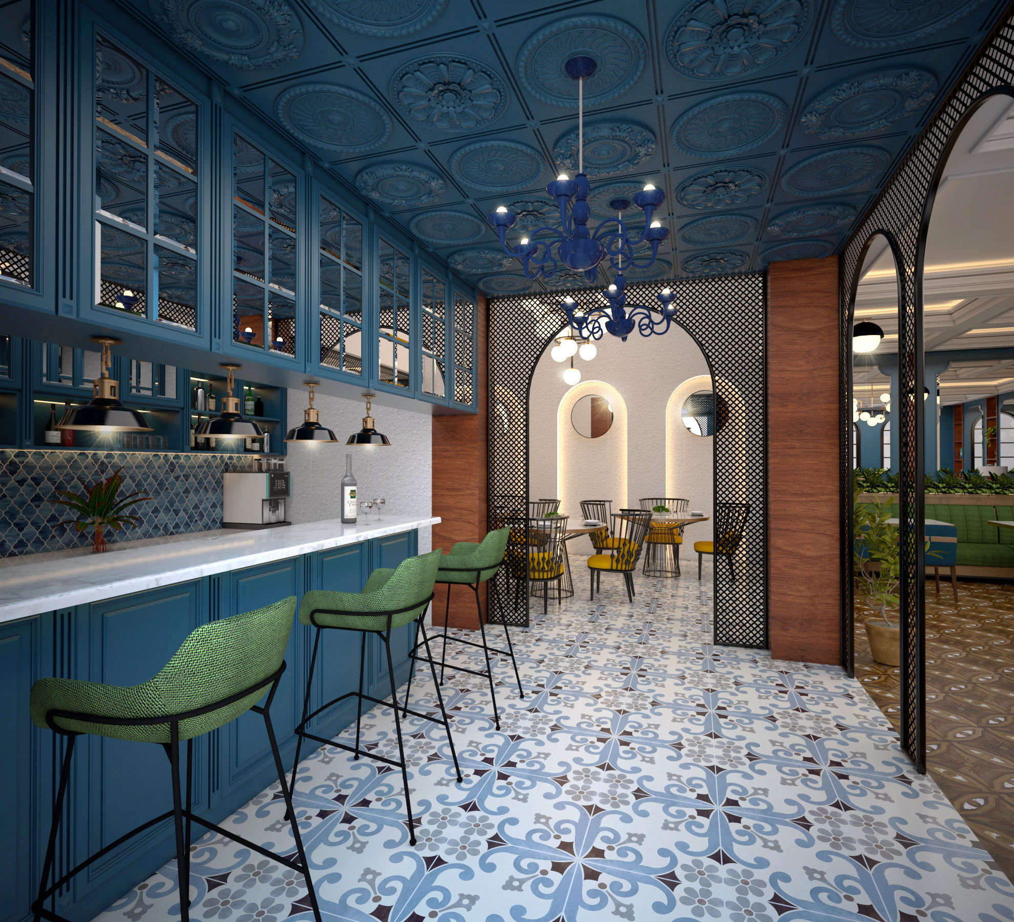 Restaurant floor plan of computer game 3D model_4