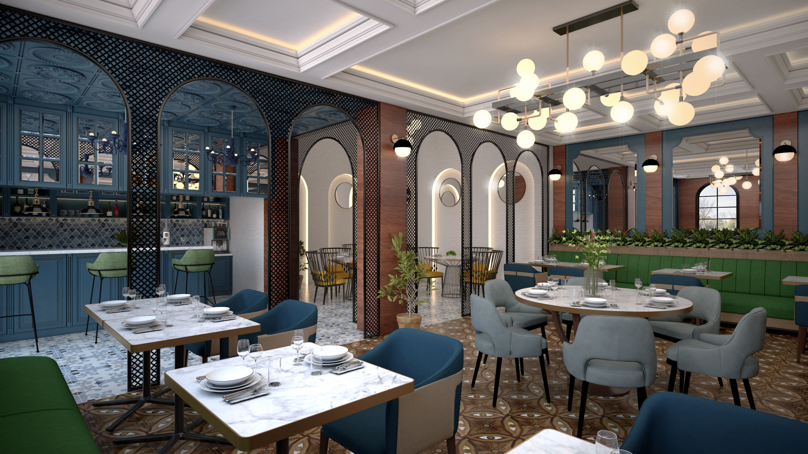 Restaurant floor plan of computer game 3D model_2