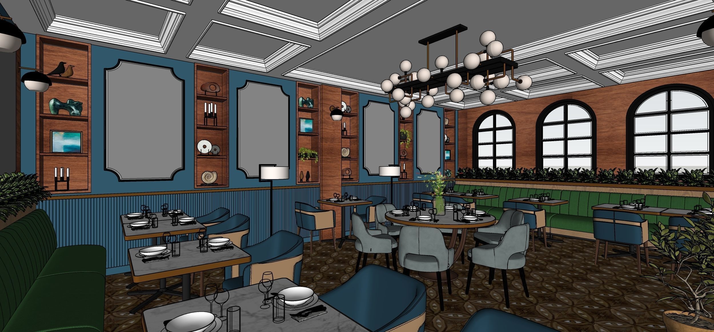 Restaurant floor plan of computer game 3D model_9