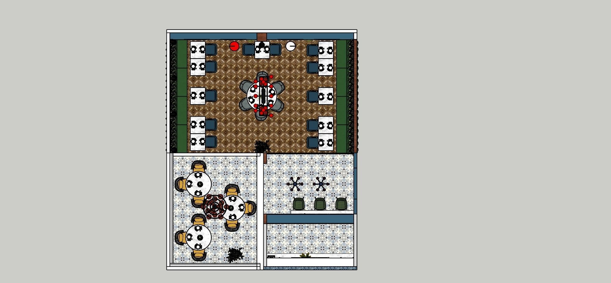 Restaurant floor plan of computer game 3D model_11