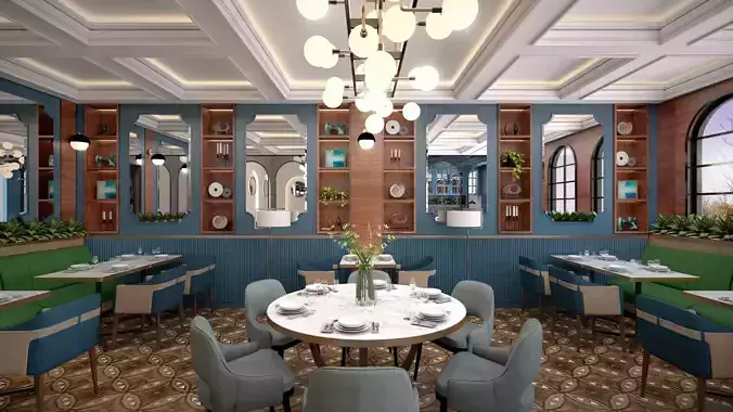 Restaurant floor plan of computer game