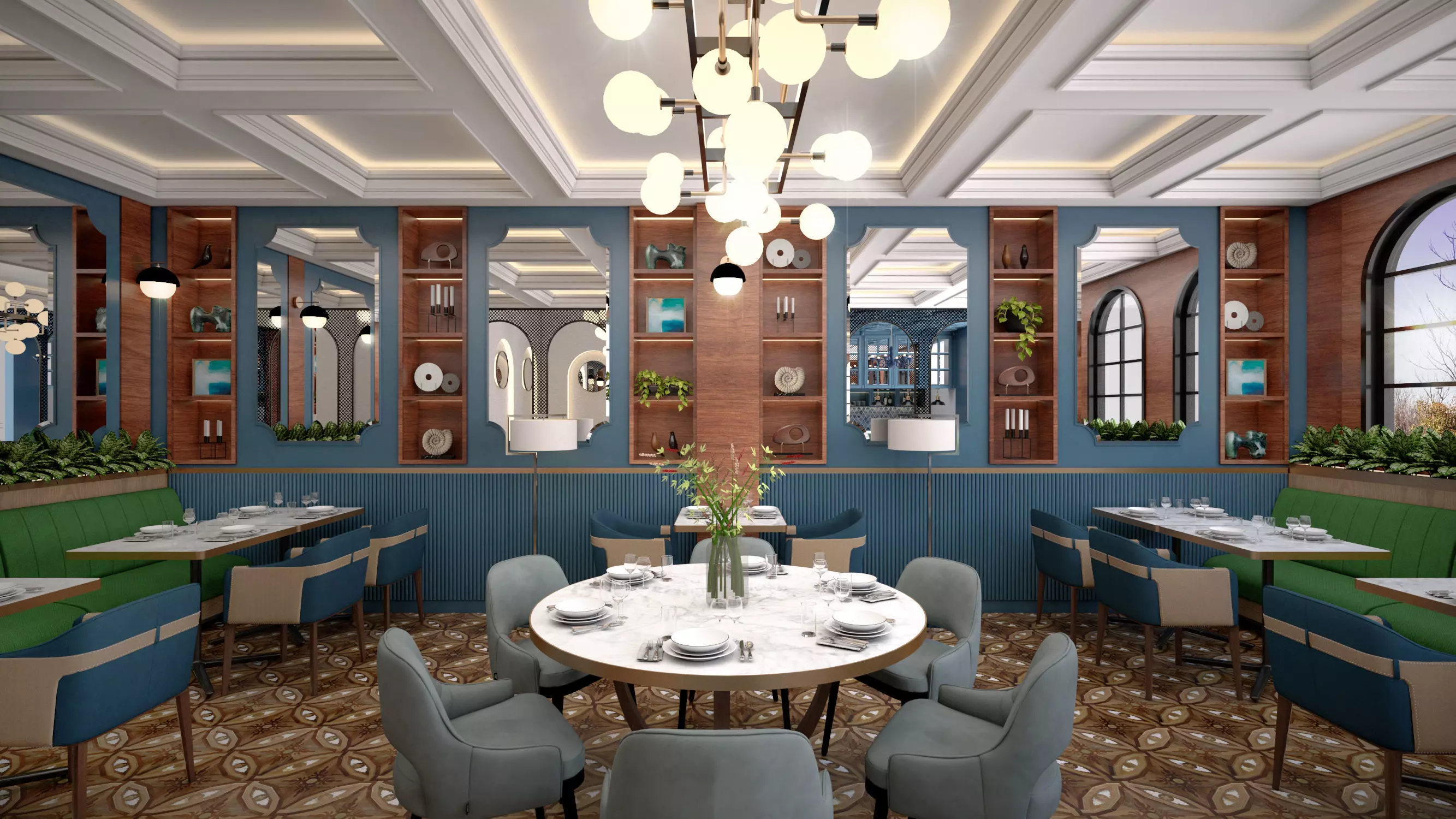 Restaurant floor plan of computer game 3D model_0