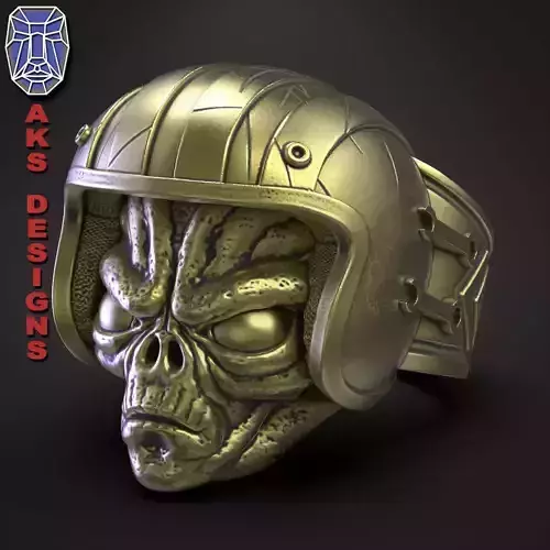  skull Ring jewelry Biker alien v1 3D print model