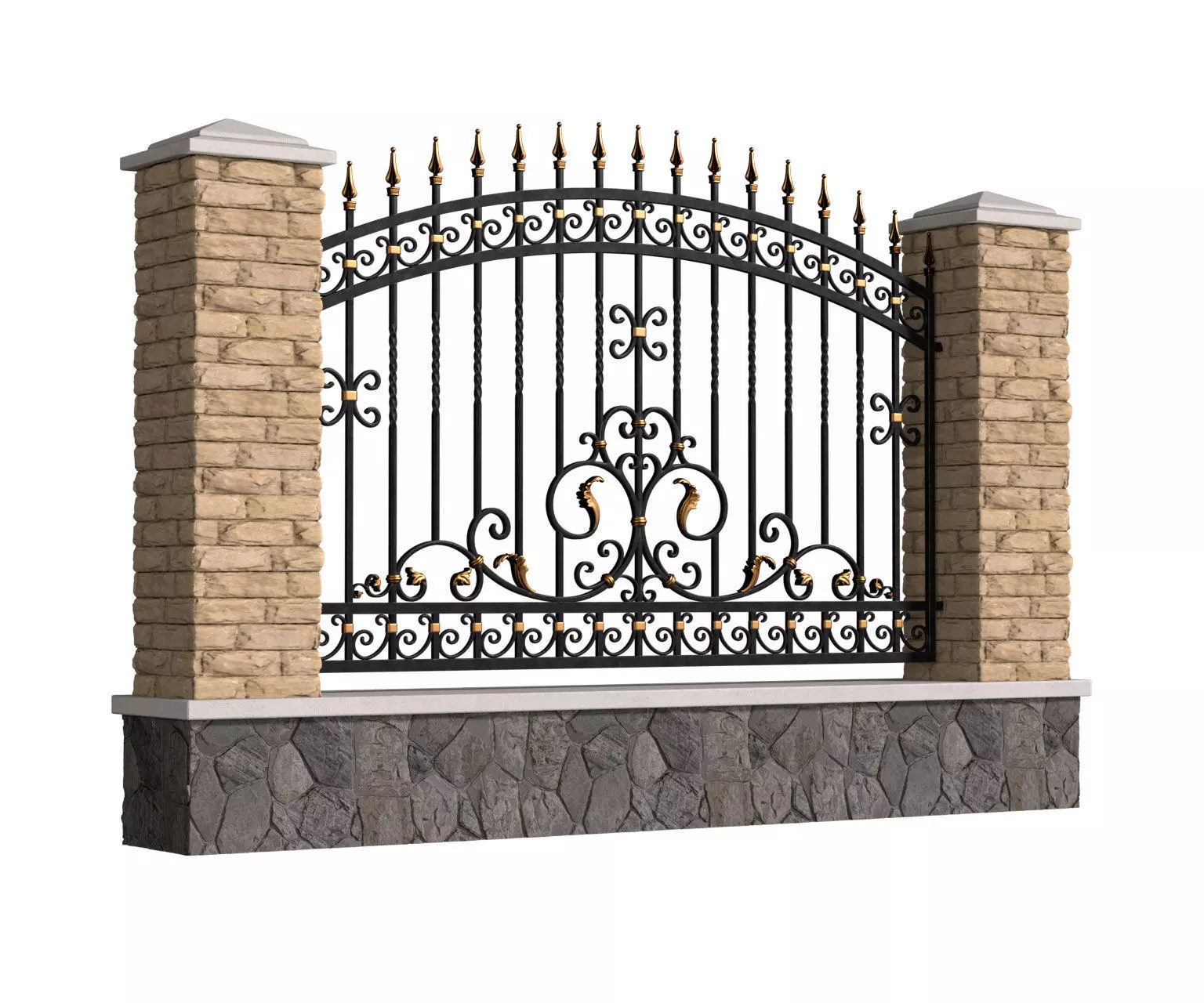 Fence Entrance Driveway Iron Classic Gate 3D model_0