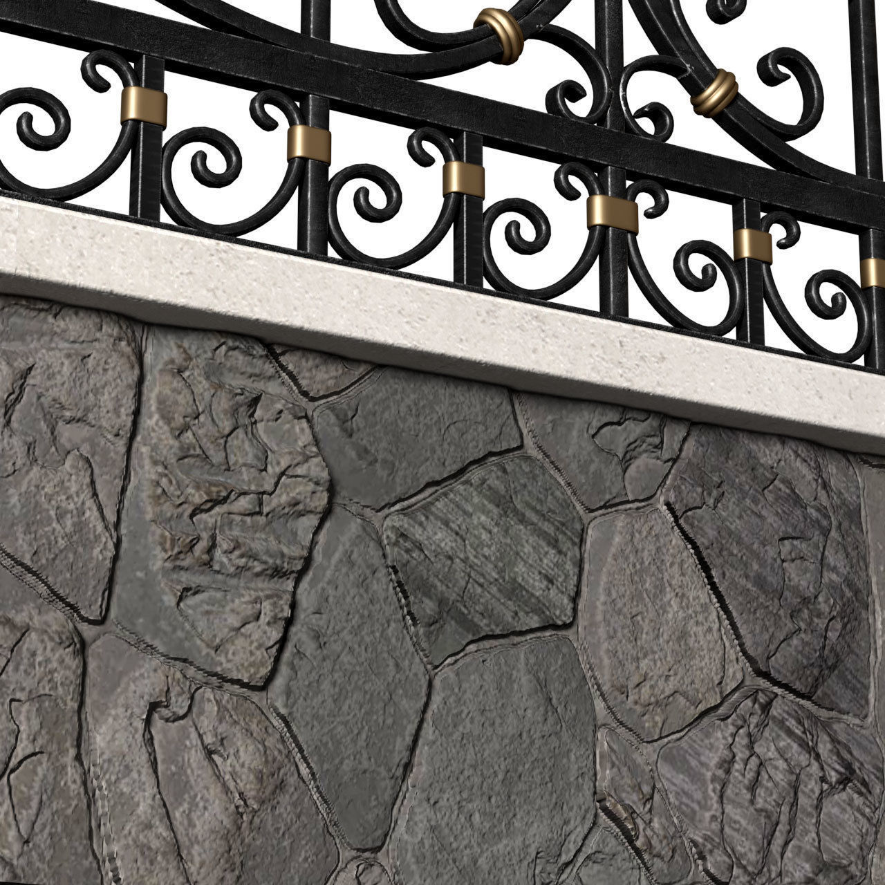 Fence Entrance Driveway Iron Classic Gate 3D model_4