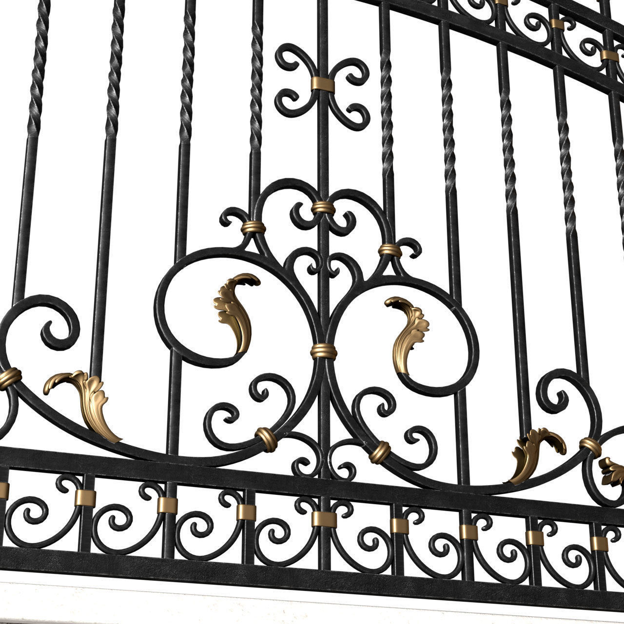 Fence Entrance Driveway Iron Classic Gate 3D model_3