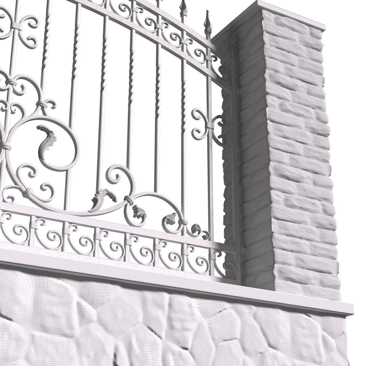Fence Entrance Driveway Iron Classic Gate 3D model_5