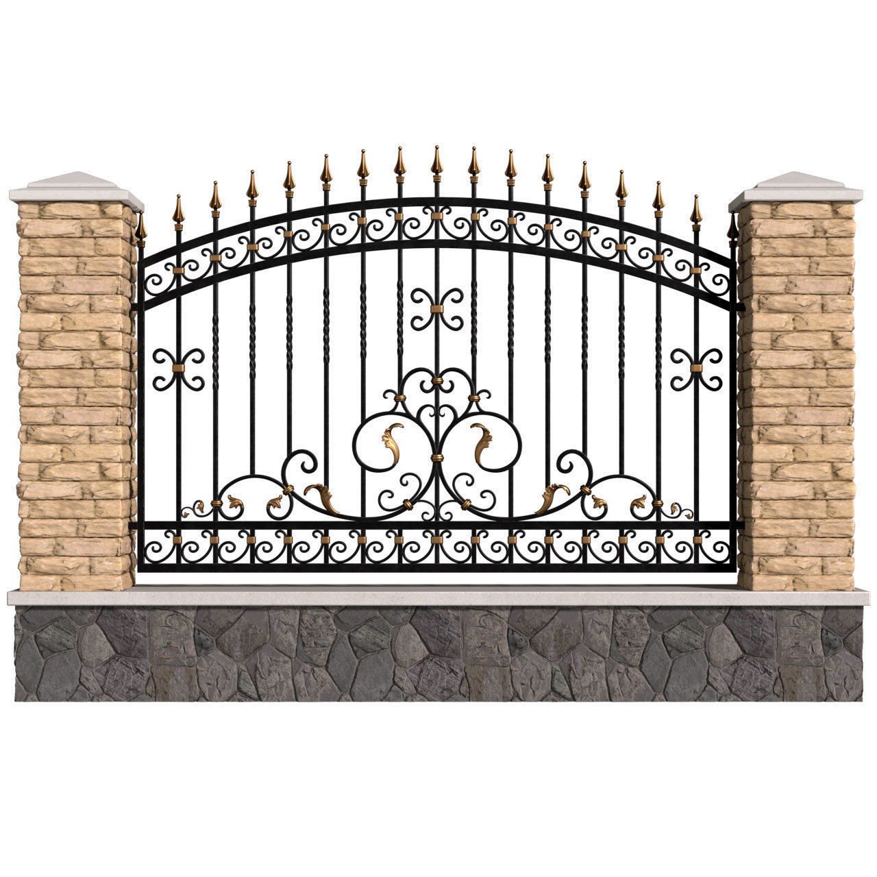 Fence Entrance Driveway Iron Classic Gate 3D model_1