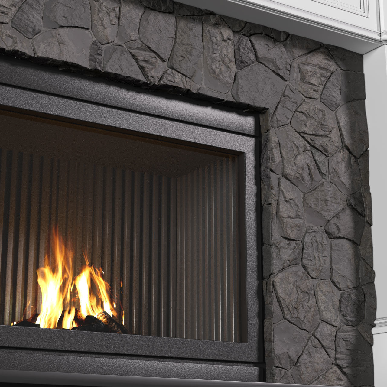 Modern Fireplace in classic style 3D model_2
