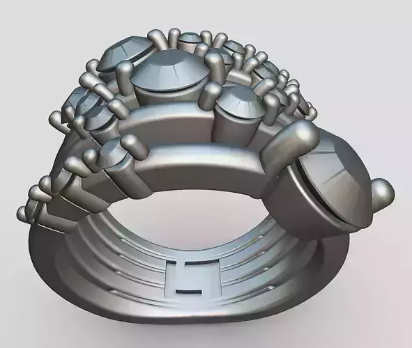 ring345 silver ring with lot of holes in it