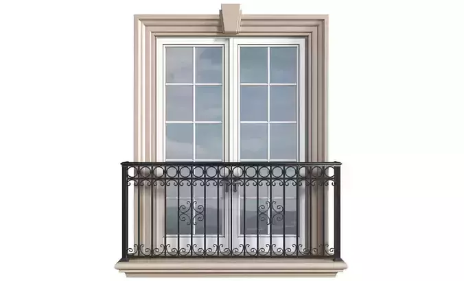 Classic facade window with French balcony
